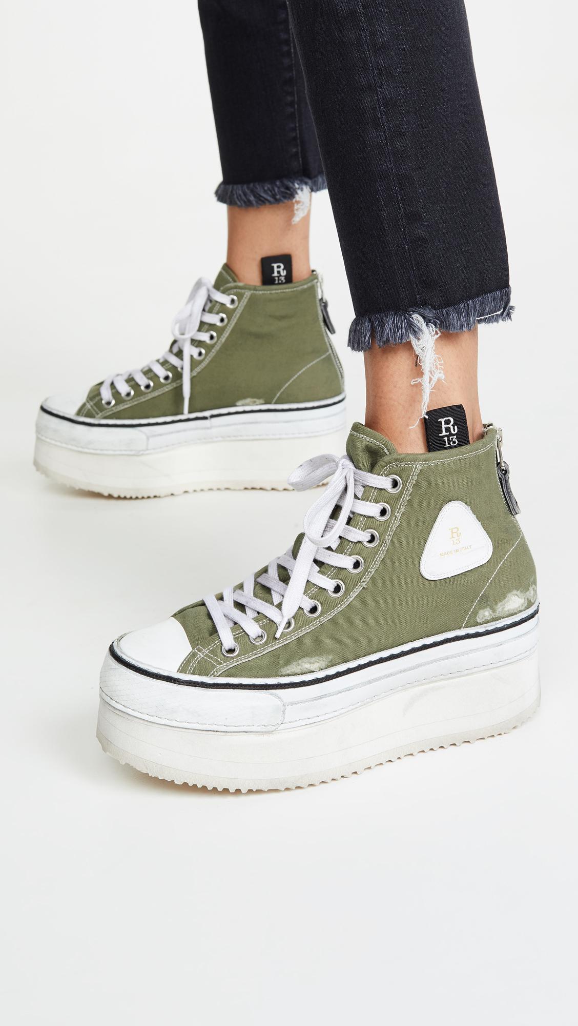 R13 Canvas Platform High Top Sneakers in Olive (Green) Save 22 Lyst