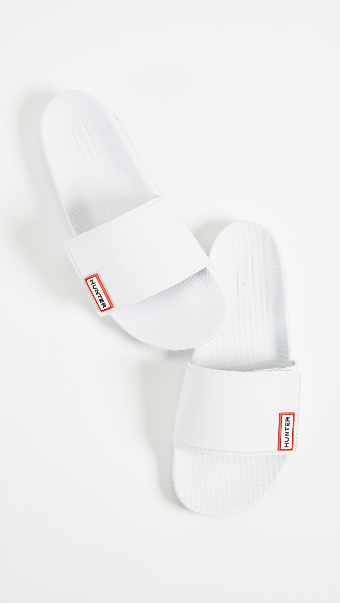 HUNTER Original Adjustable Slides in White Lyst