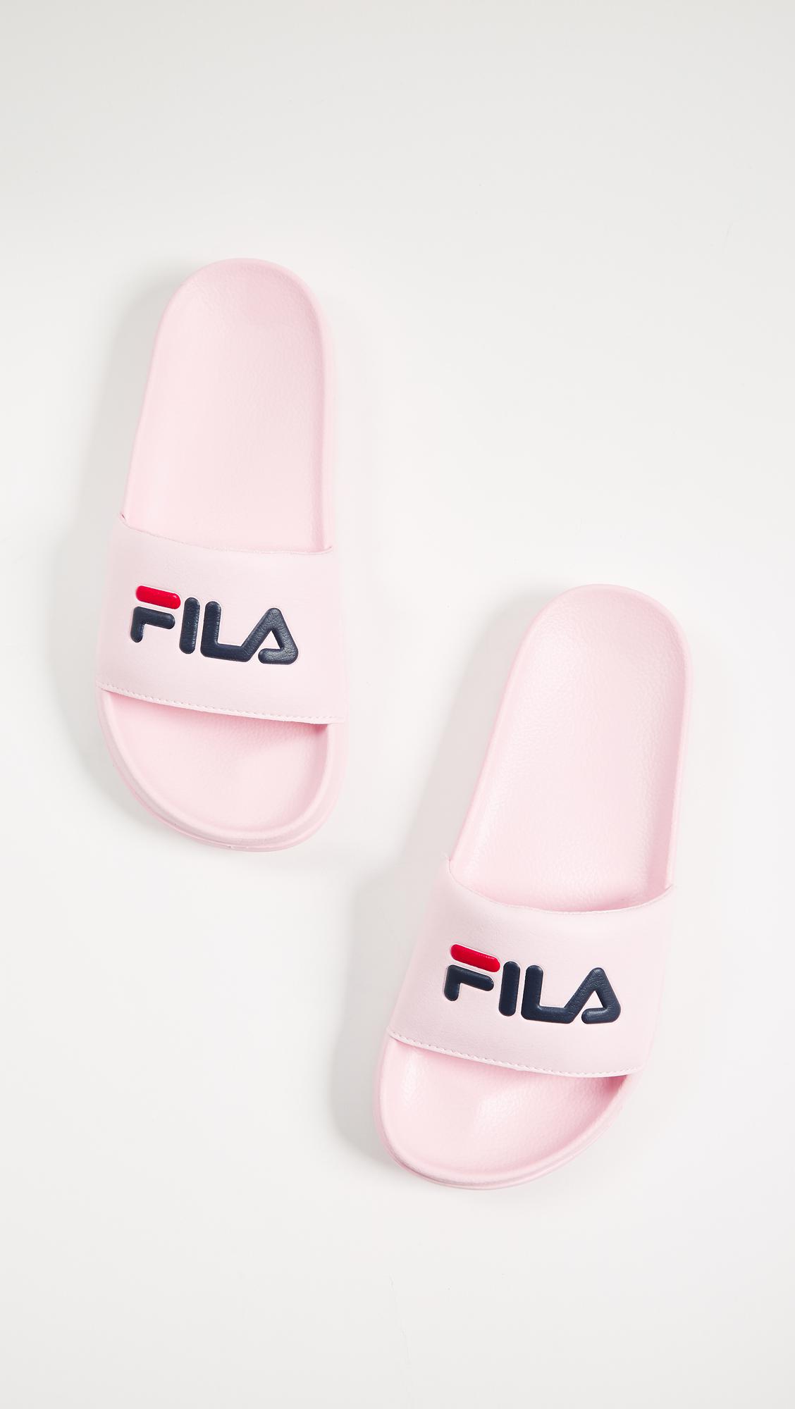 pink fila slides