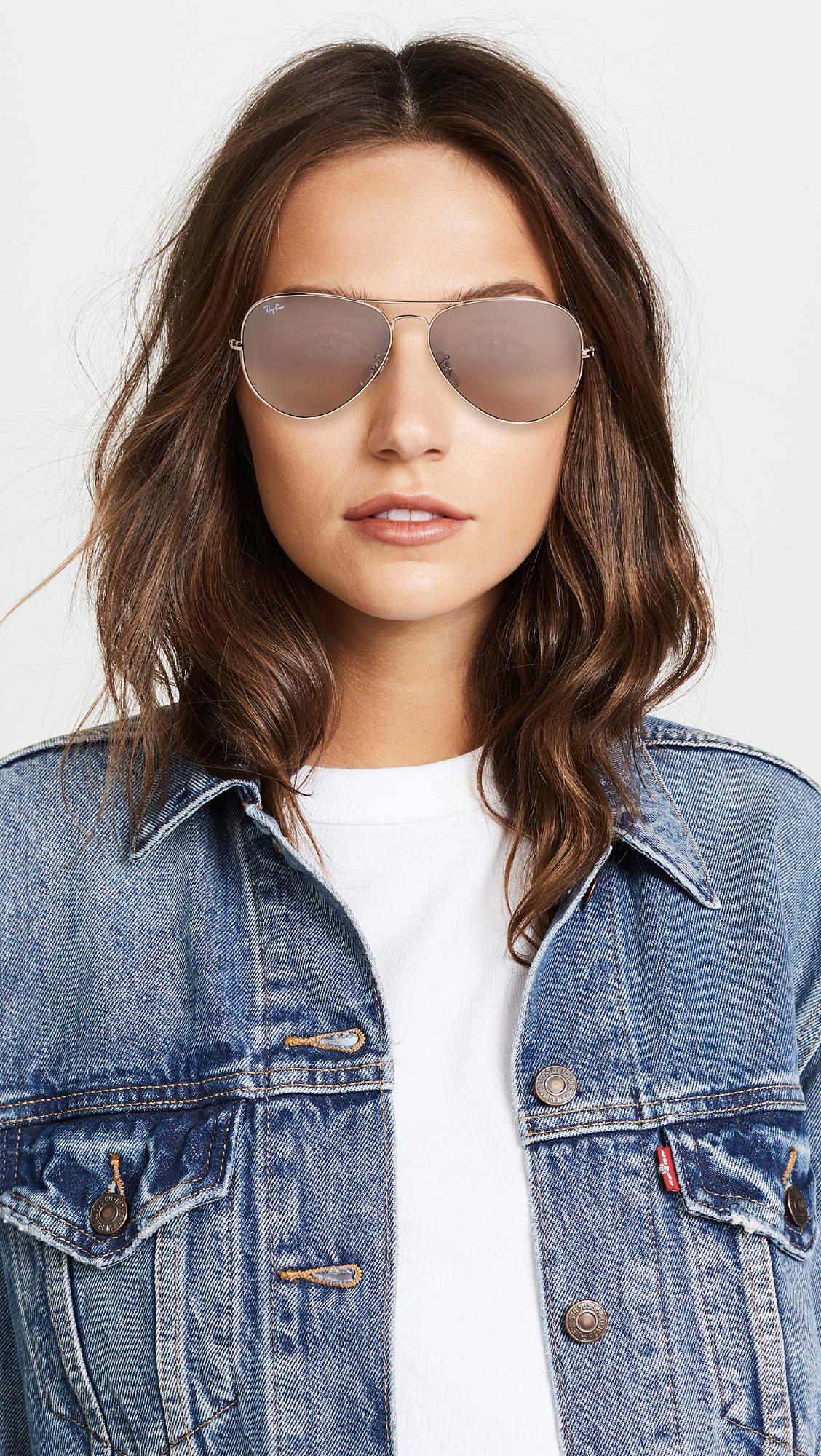 Ray Ban Rb3025 Oversized Mirrored Original Aviator Sunglasses In Metallic Lyst