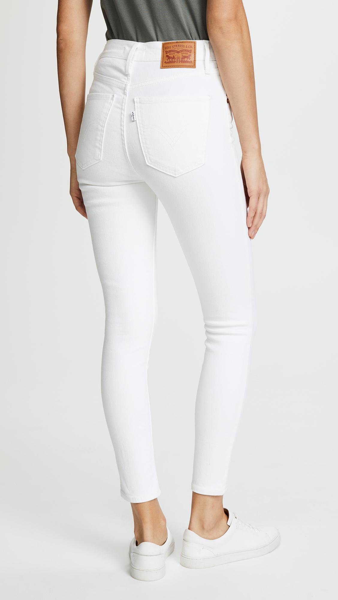 Levi's Denim Mile High Ankle Super Skinny Jeans in White | Lyst