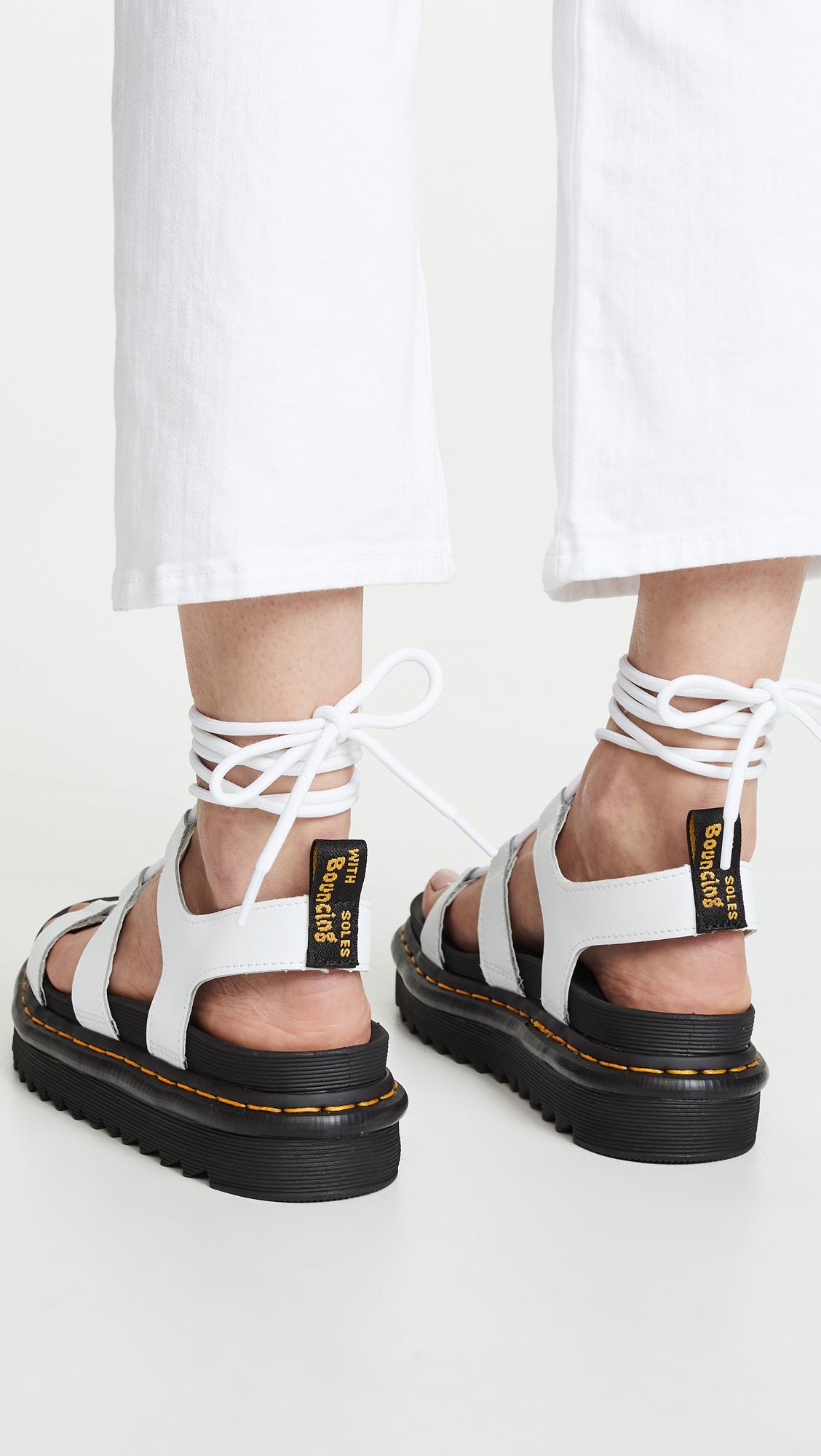 Dr Womens Flats and flat shoes Dr Martens Leather Nartilla White Sandal in Black Martens Flats and flat shoes 