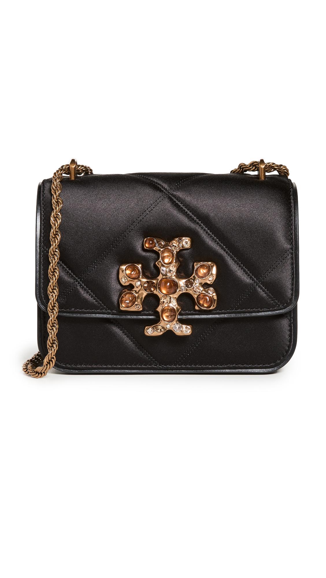Tory Burch Eleanor Satin Small Convertible Shoulder Bag in Black | Lyst