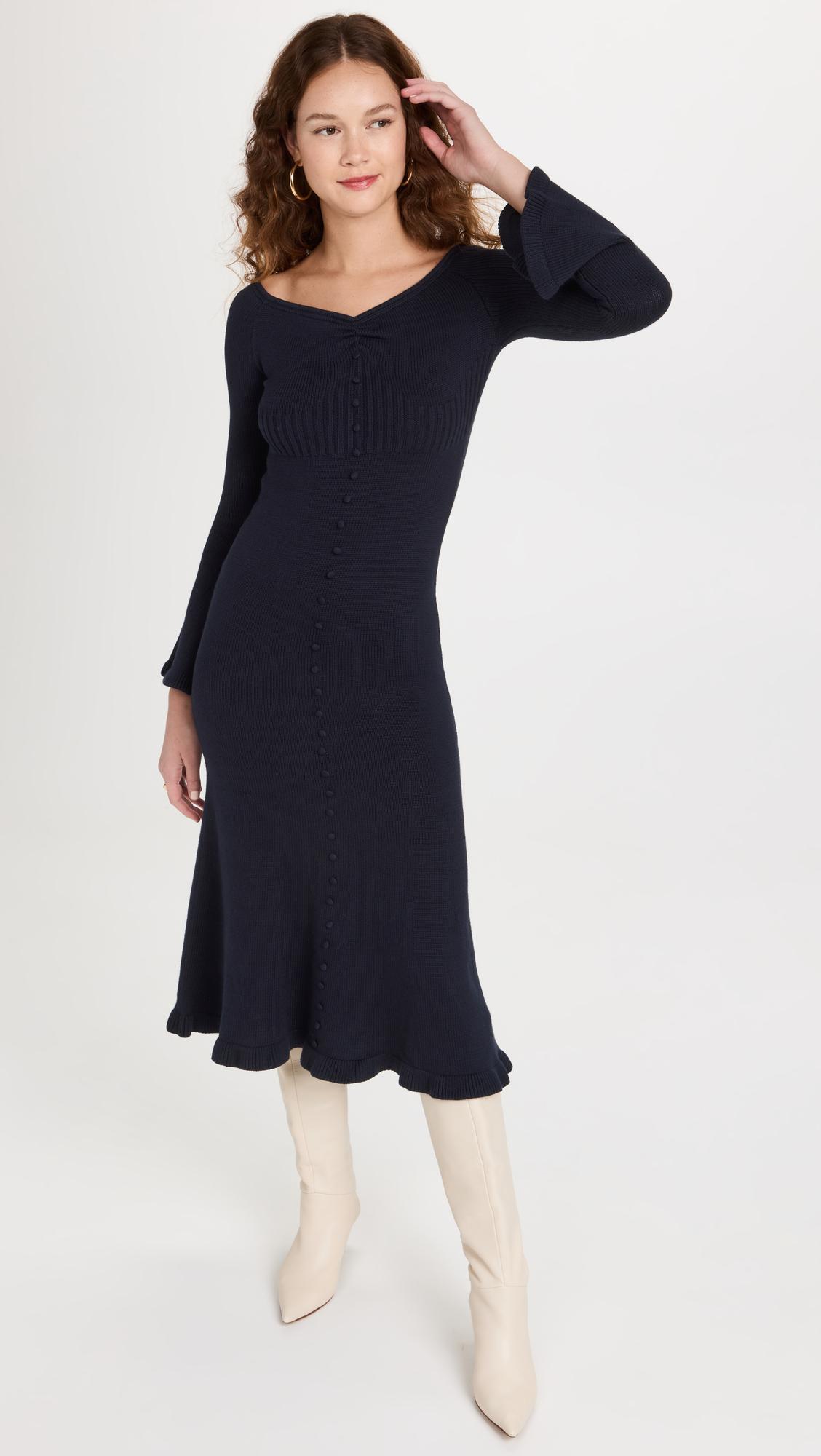 Joslin Studio Antonia Knit Midi Dress in Blue Lyst