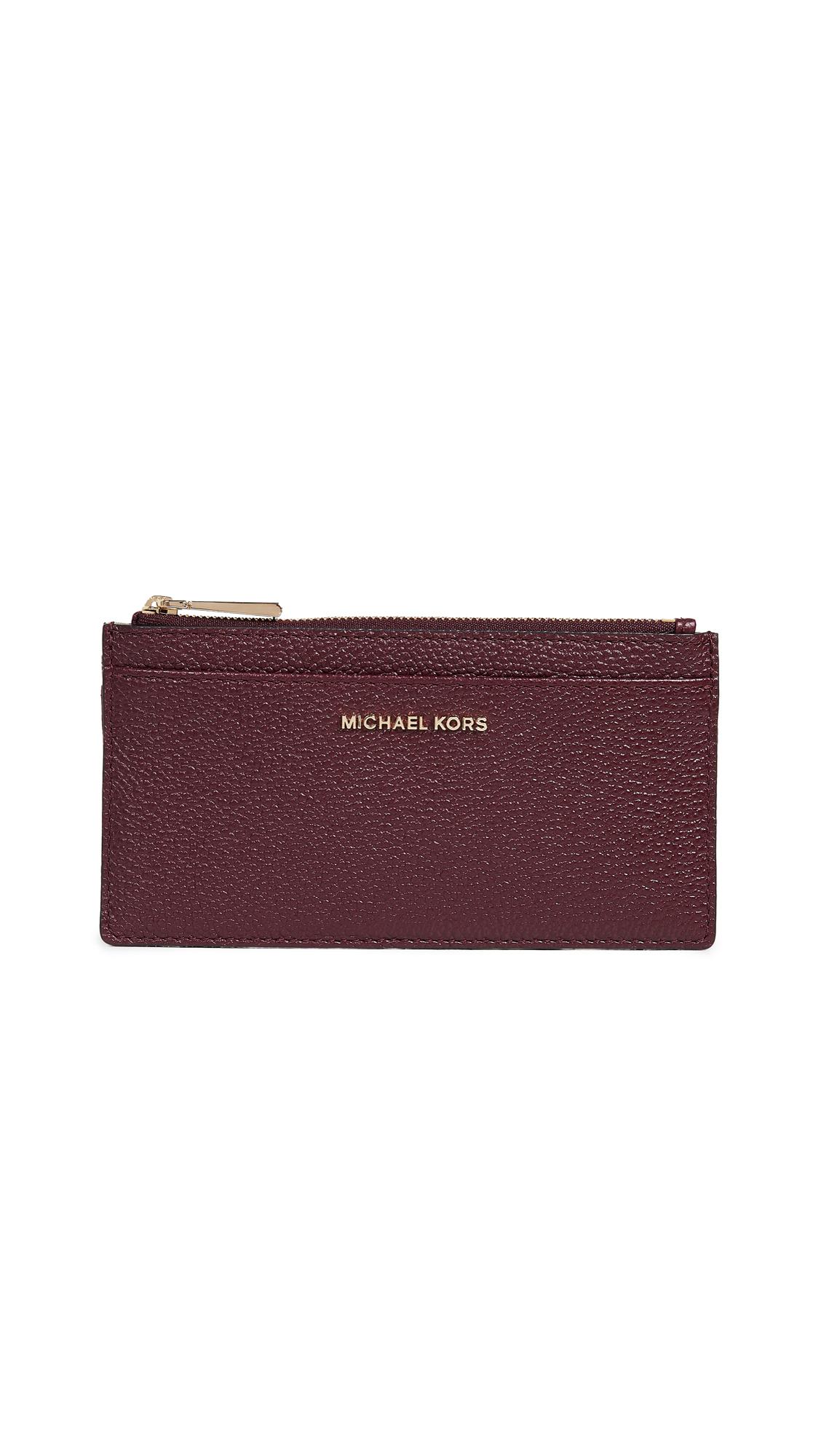 MICHAEL Michael Kors Leather Large Slim Card Case in Oxblood 