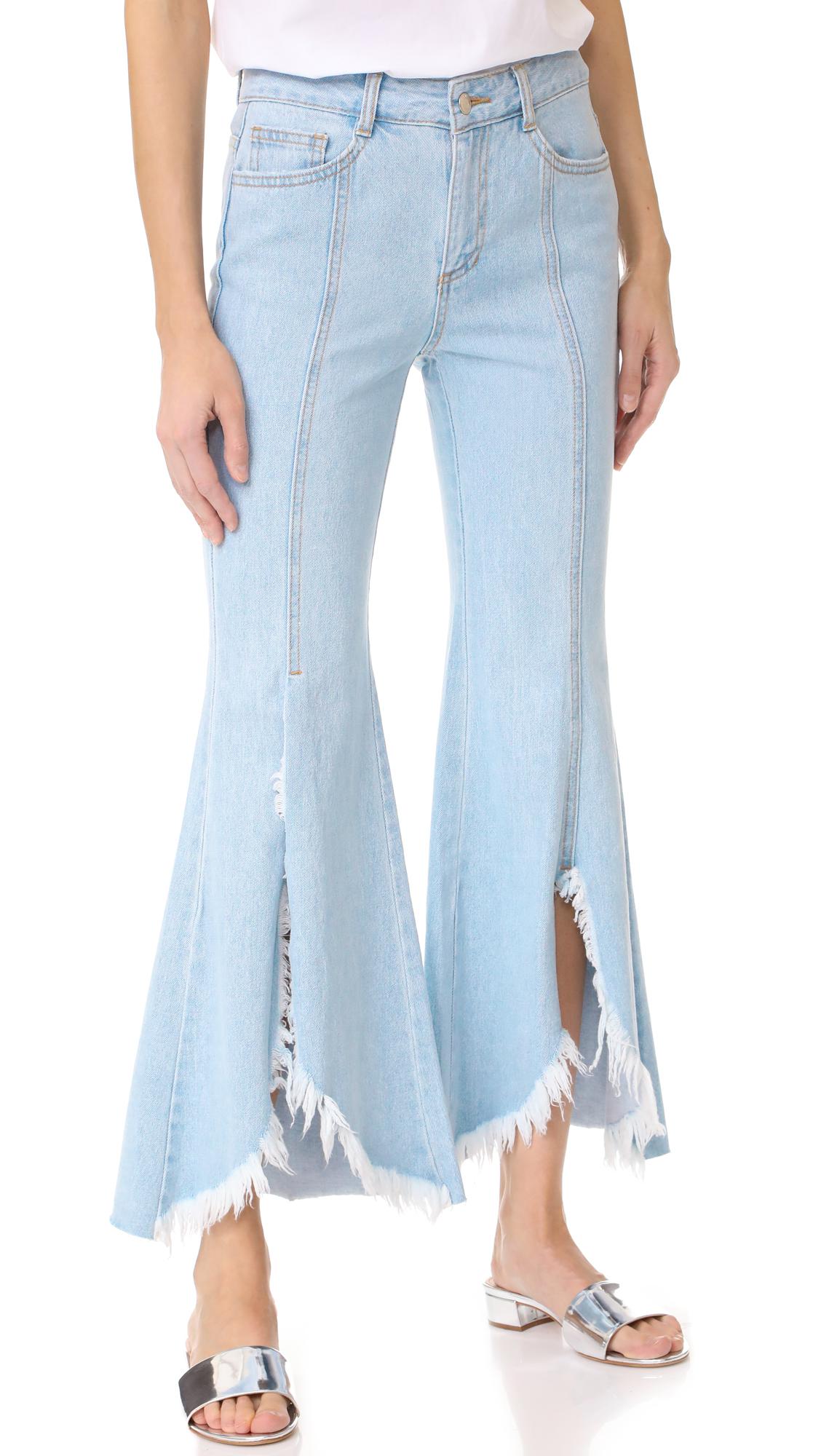 Lyst Sjyp Front Cutoff Jeans in Blue