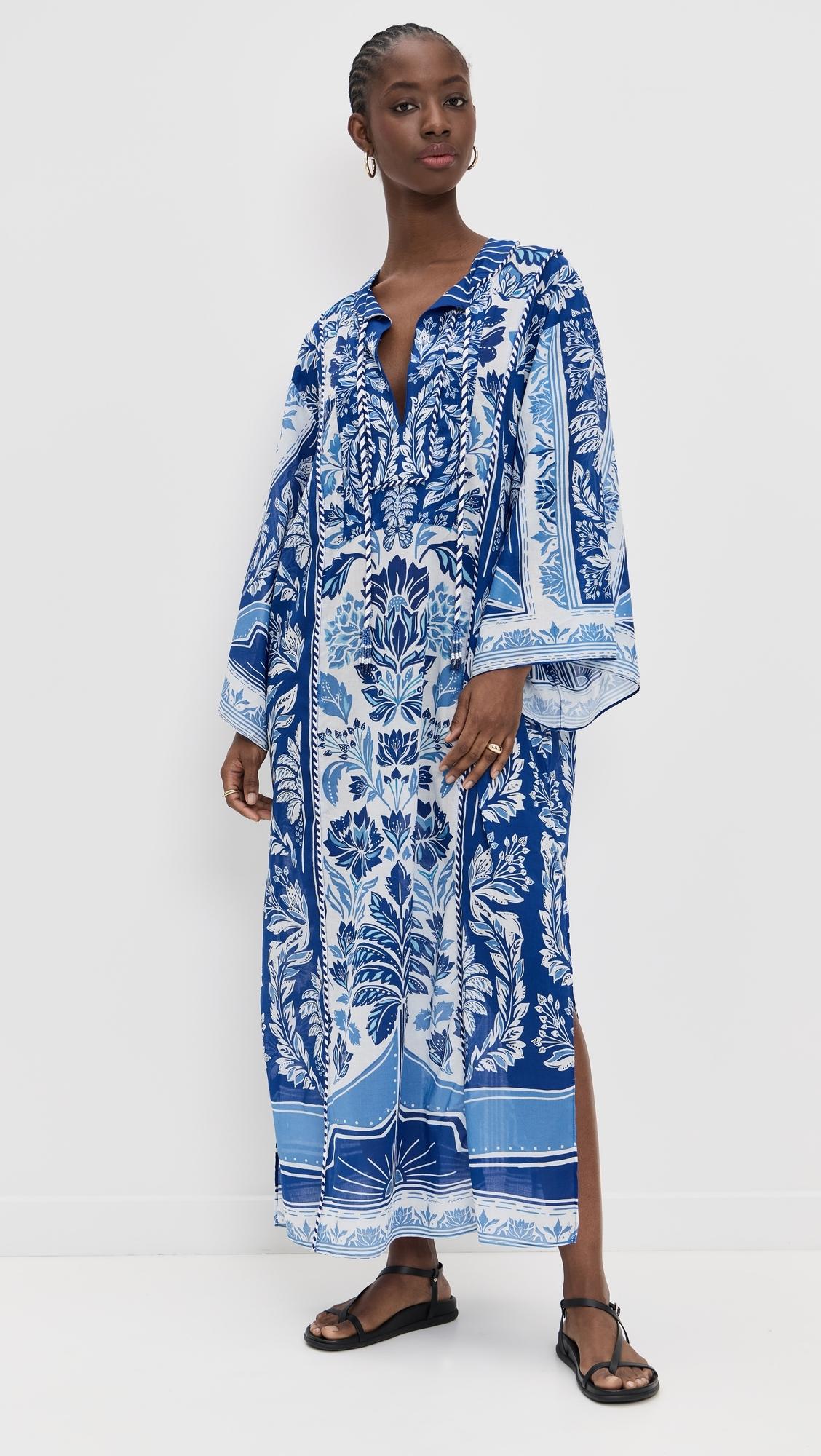 FARM Rio Delicate Tapestry Long Cover Up in Blue | Lyst