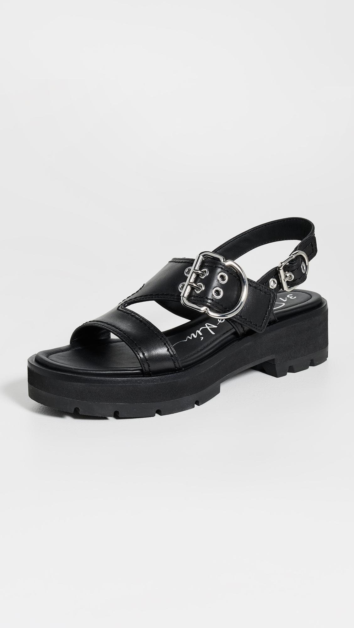 3.1 Phillip Lim サンダル 緑 2020322G0026 3.1 Phillip Lim Green Croc Embossed Leather Alix Flatform