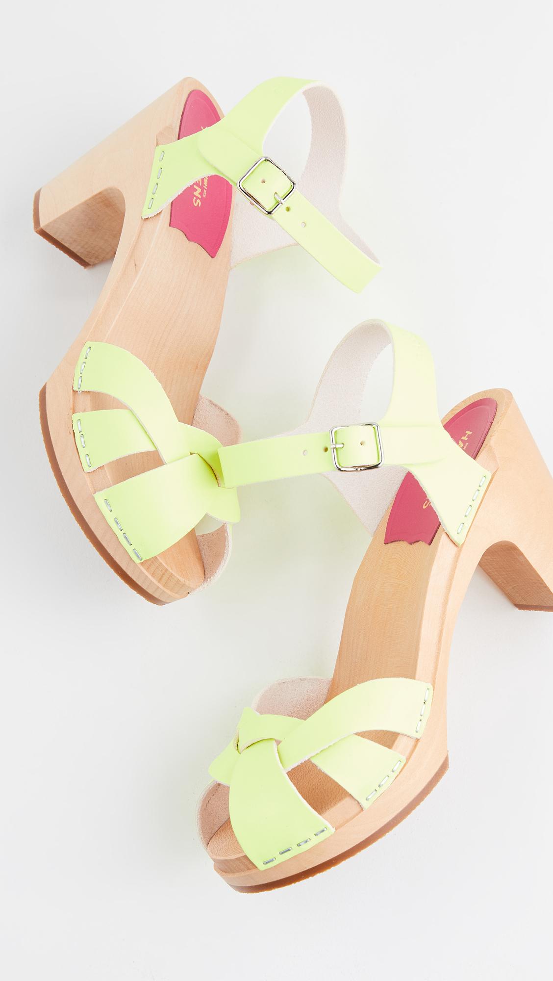 swedish hasbeens yellow clogs