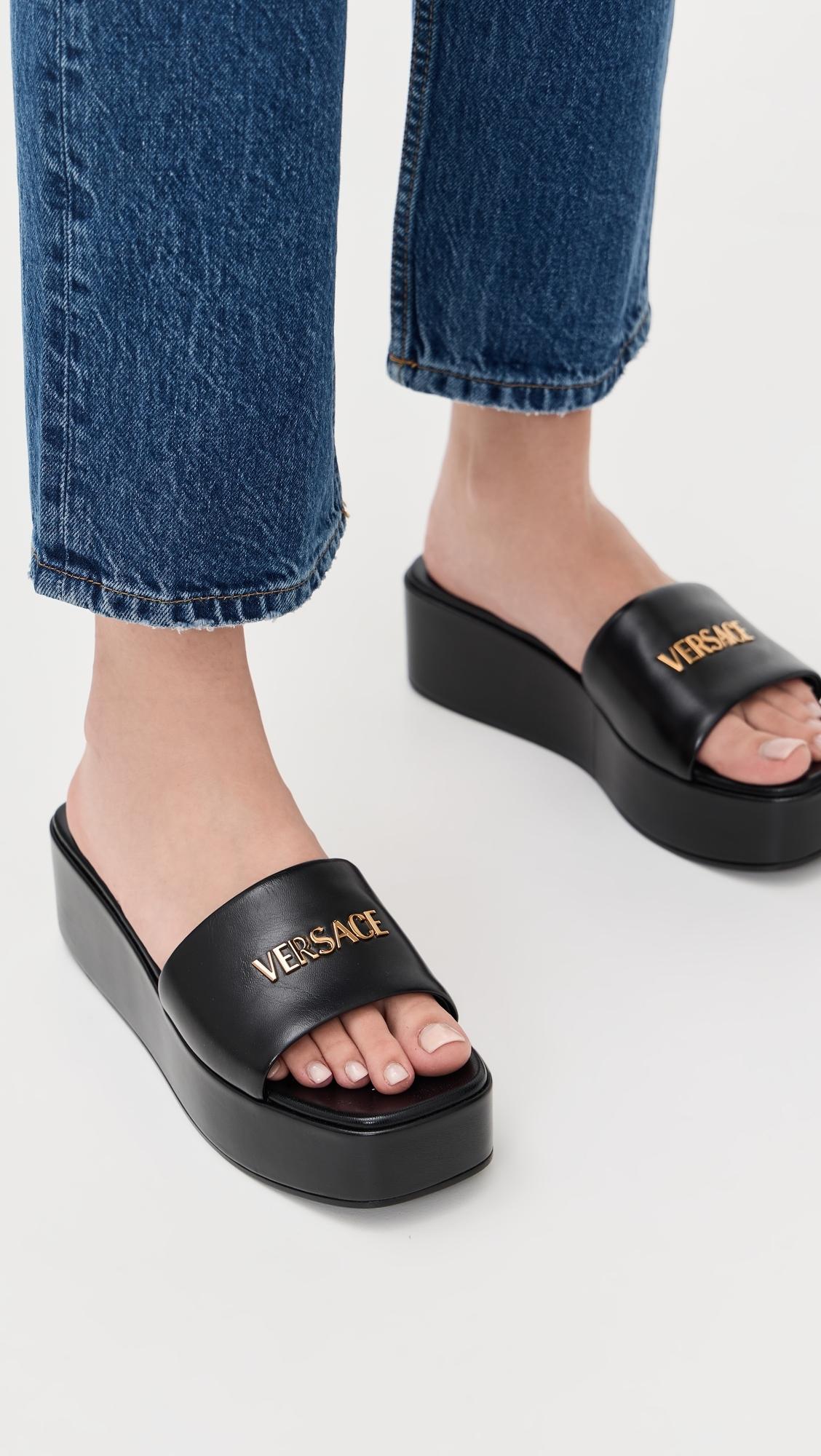 【Versace】MULE T.55◆10162511A11177 Versace T.55Mm Lamb Leather Mules in Black | Lyst