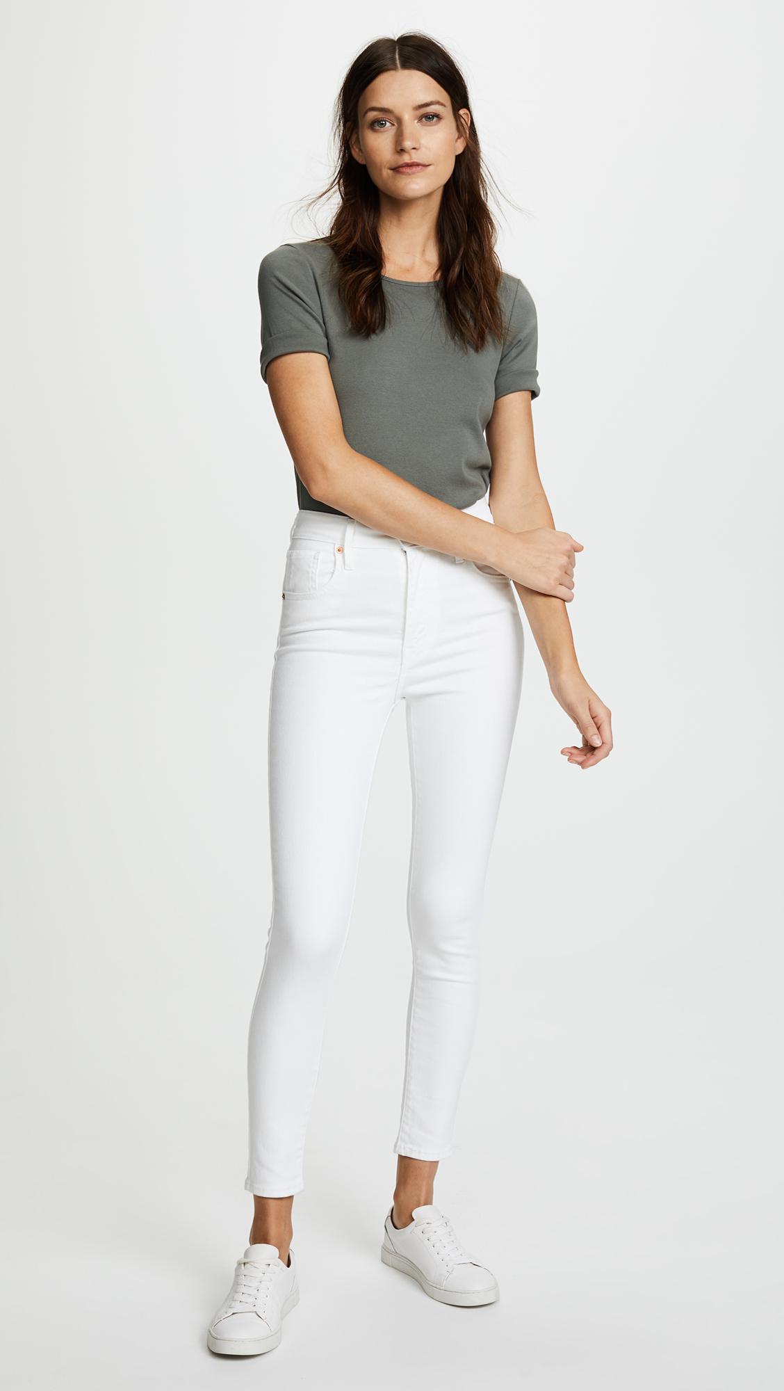 Levi's Mile High Ankle Super Skinny Jeans in White | Lyst
