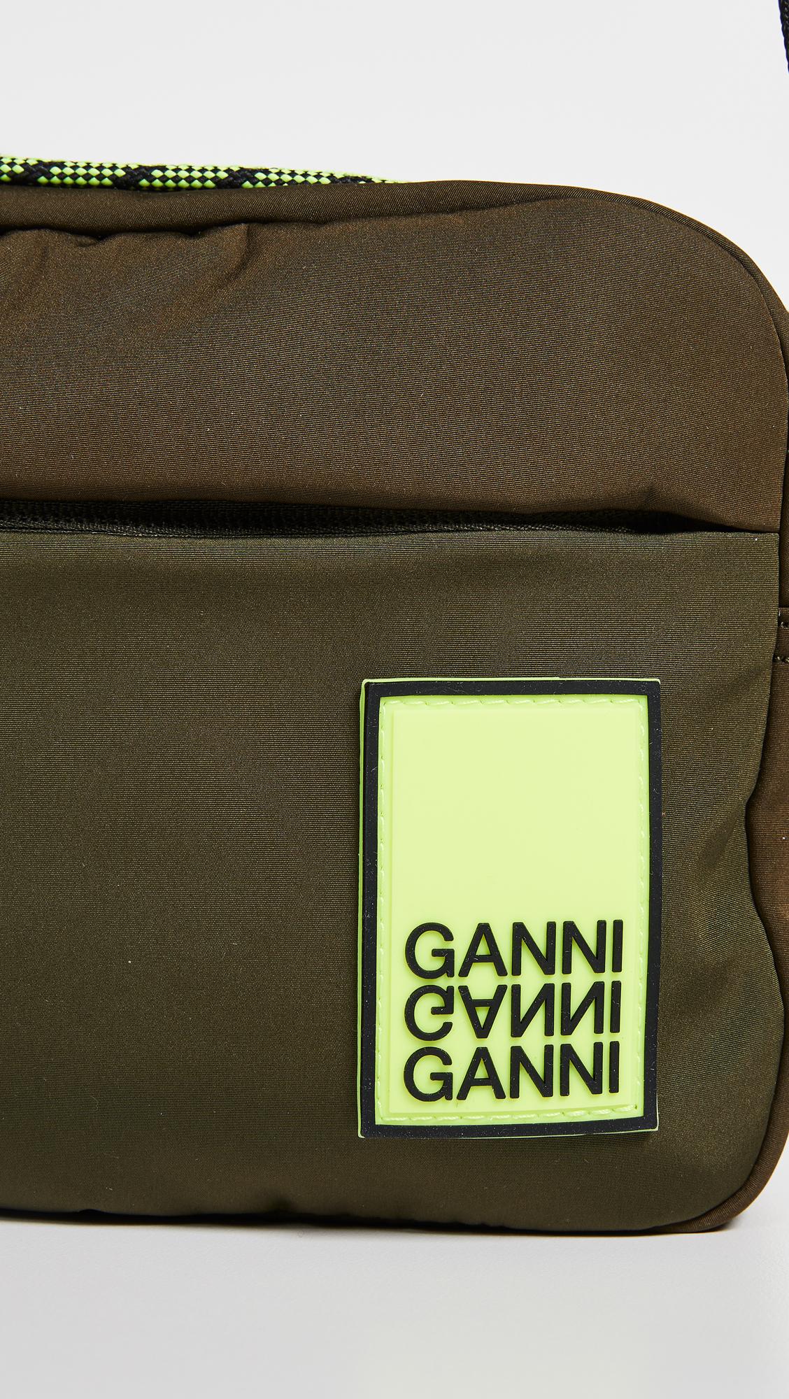 Ganni Tech Fabric Crossbody Bag in Green | Lyst