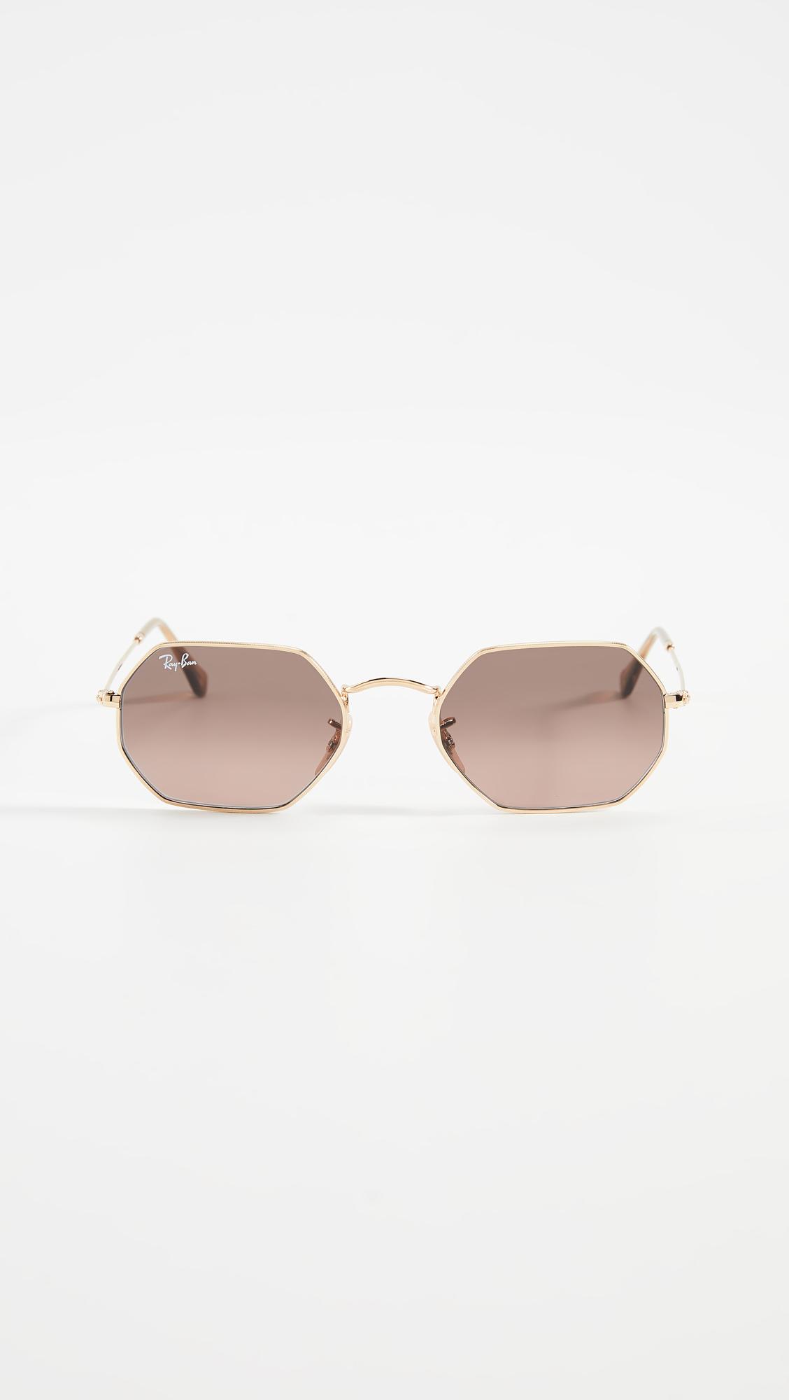 Ray-Ban Narrow Icons Hexagonal Sunglasses in Brown | Lyst
