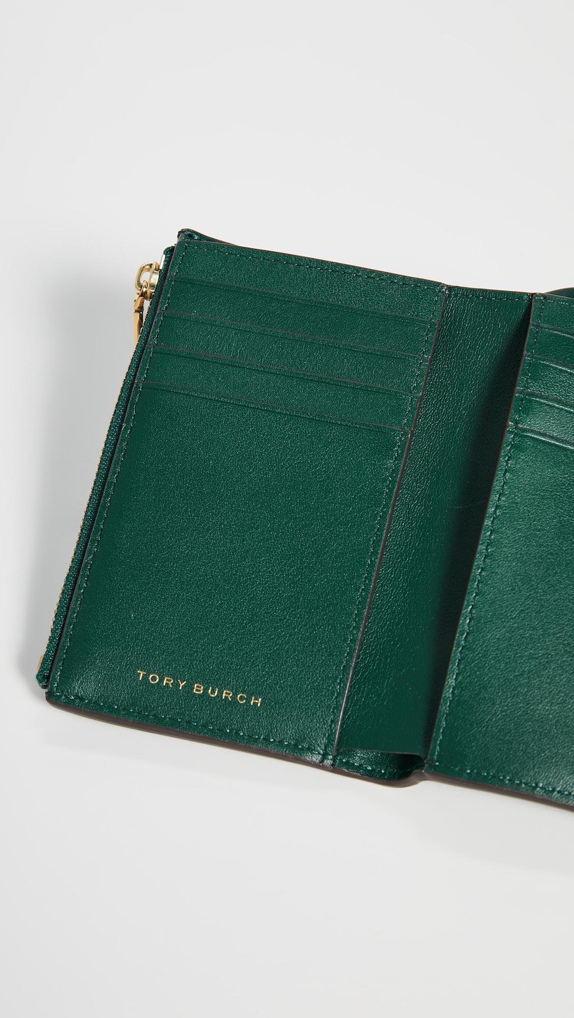 Tory Burch Kira Mixed-materials Medium Flap Wallet in Green | Lyst