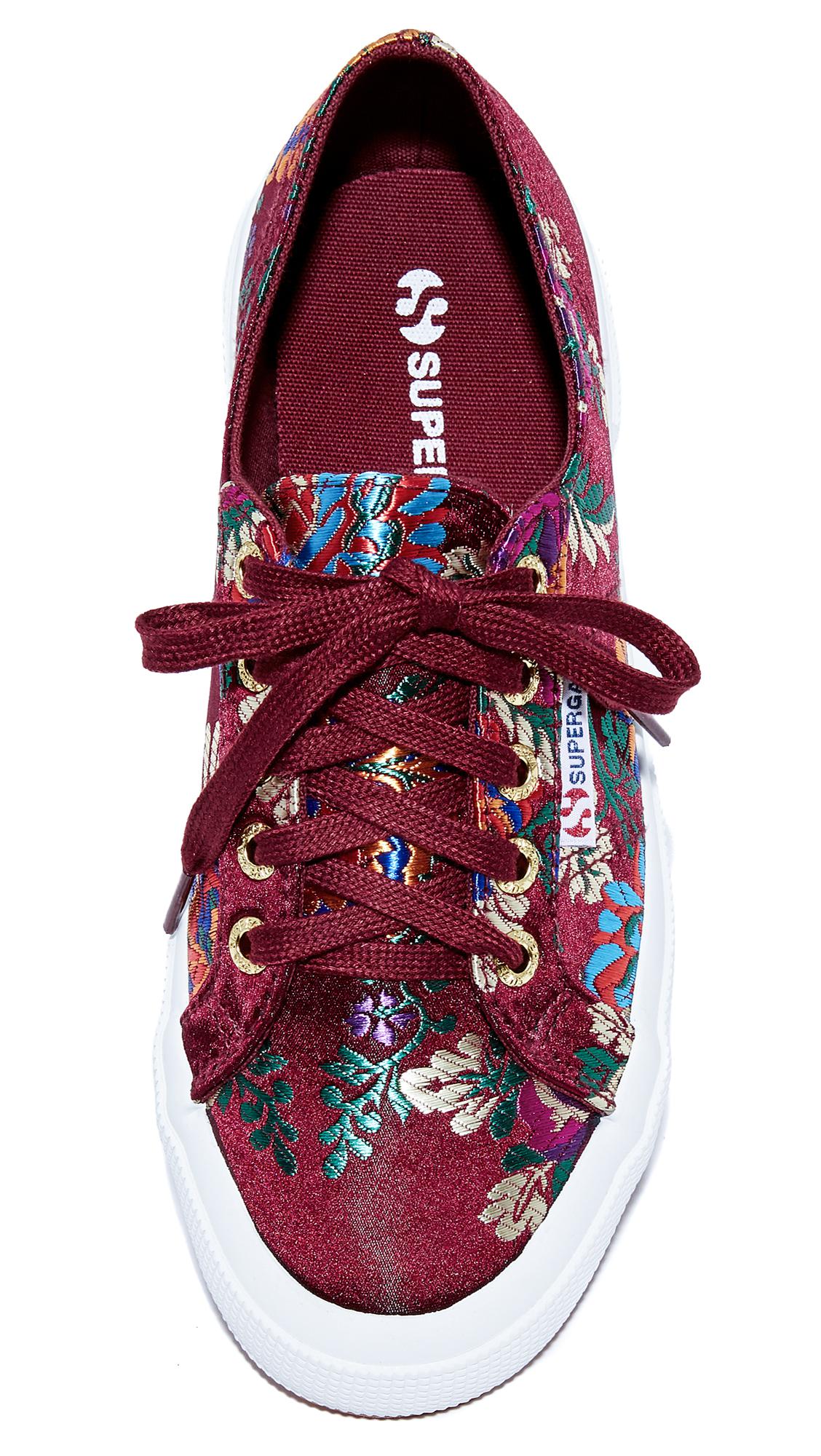 Superga 2750 Flowery Satin Satin Low-Top Lace-Up Womens Trainers 