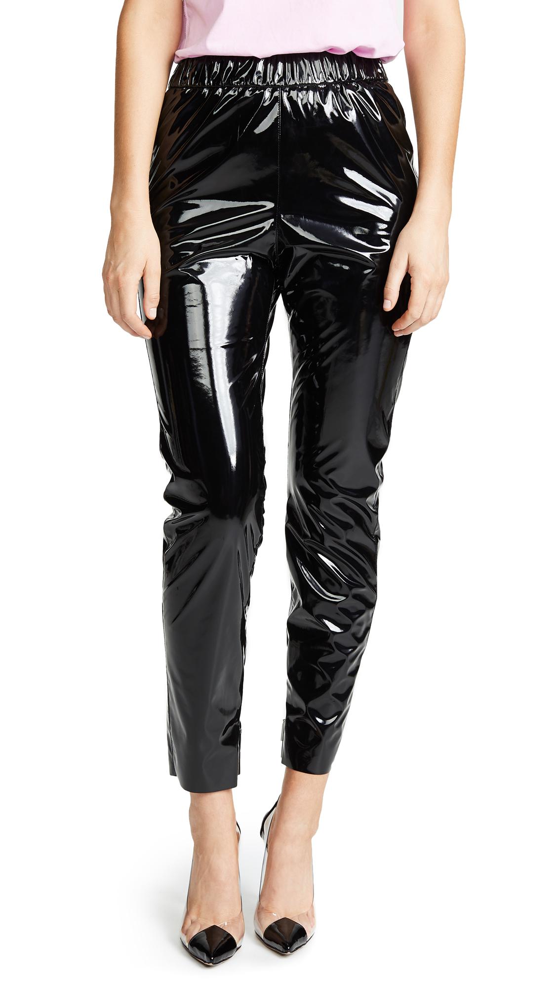 MSGM Faux Patent Jogger Pants in Black - Lyst