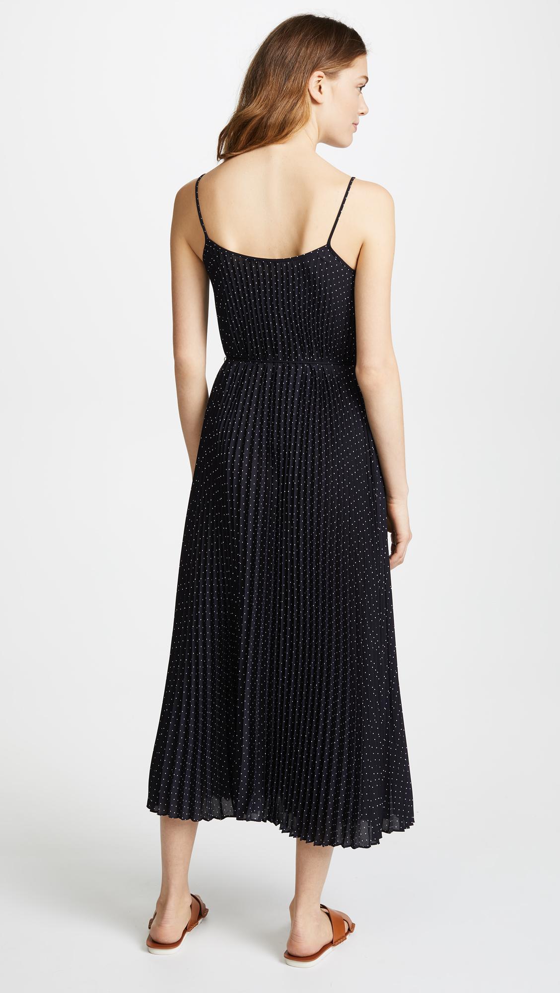 Vince Synthetic Polka Dot Pleated Cami Dress in Black Lyst