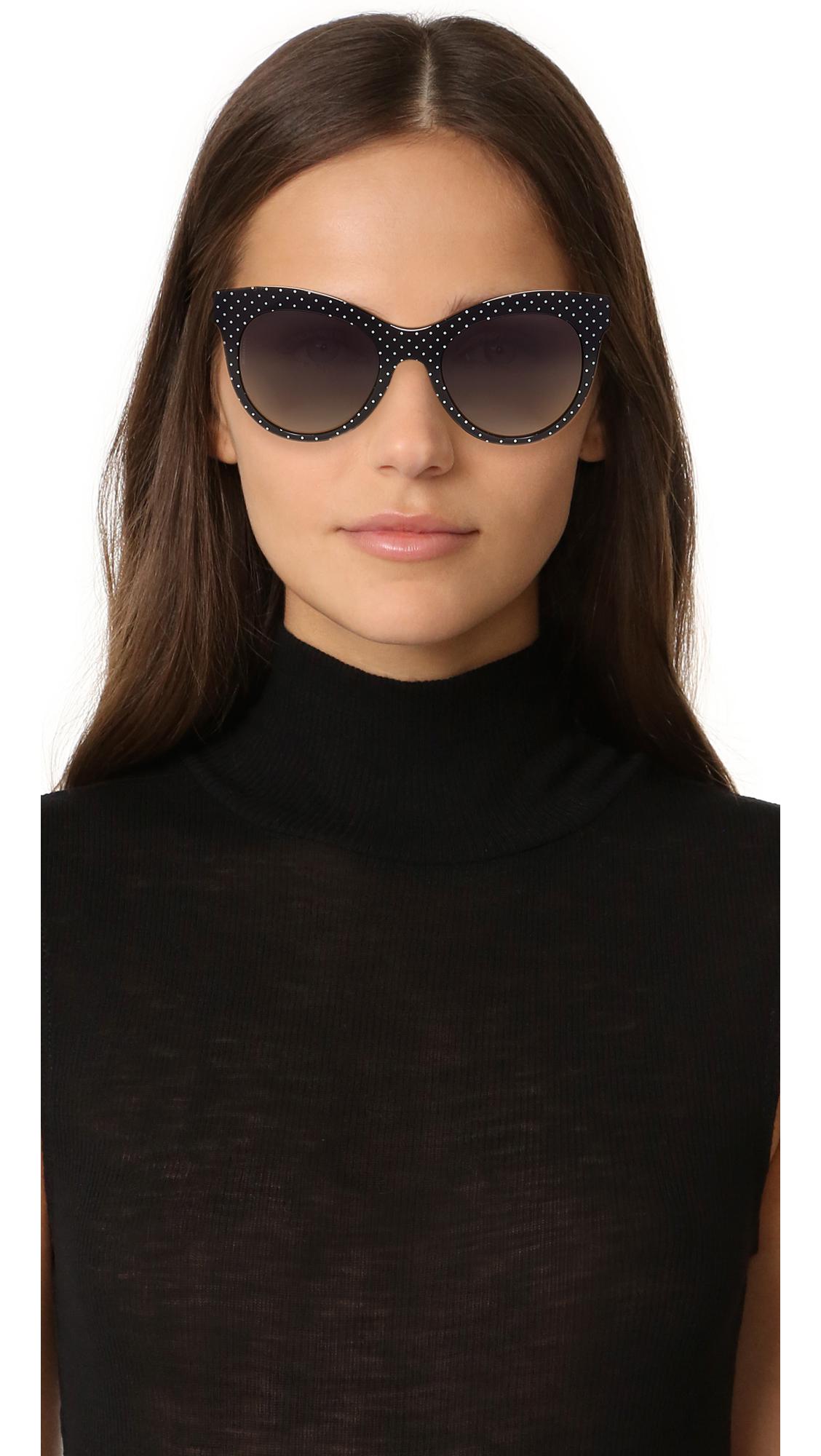 Dolce & Gabbana Cat Eye Polka Dot Sunglasses in Black | Lyst
