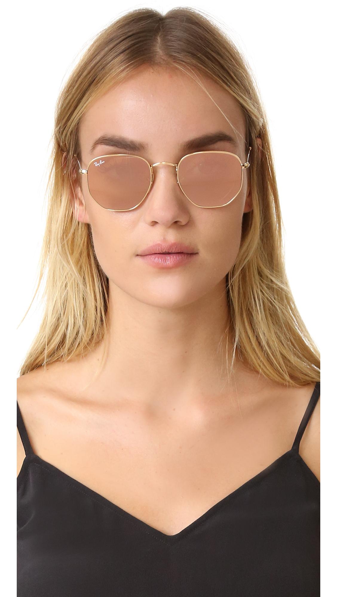 ray ban hexagonal mirrored sunglasses