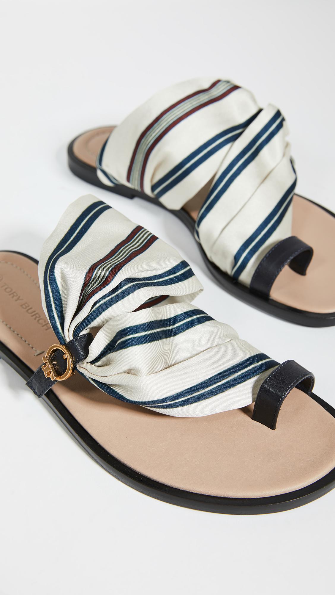 Tory Burch Satin Selby Scarf Sandals in Blue Lyst