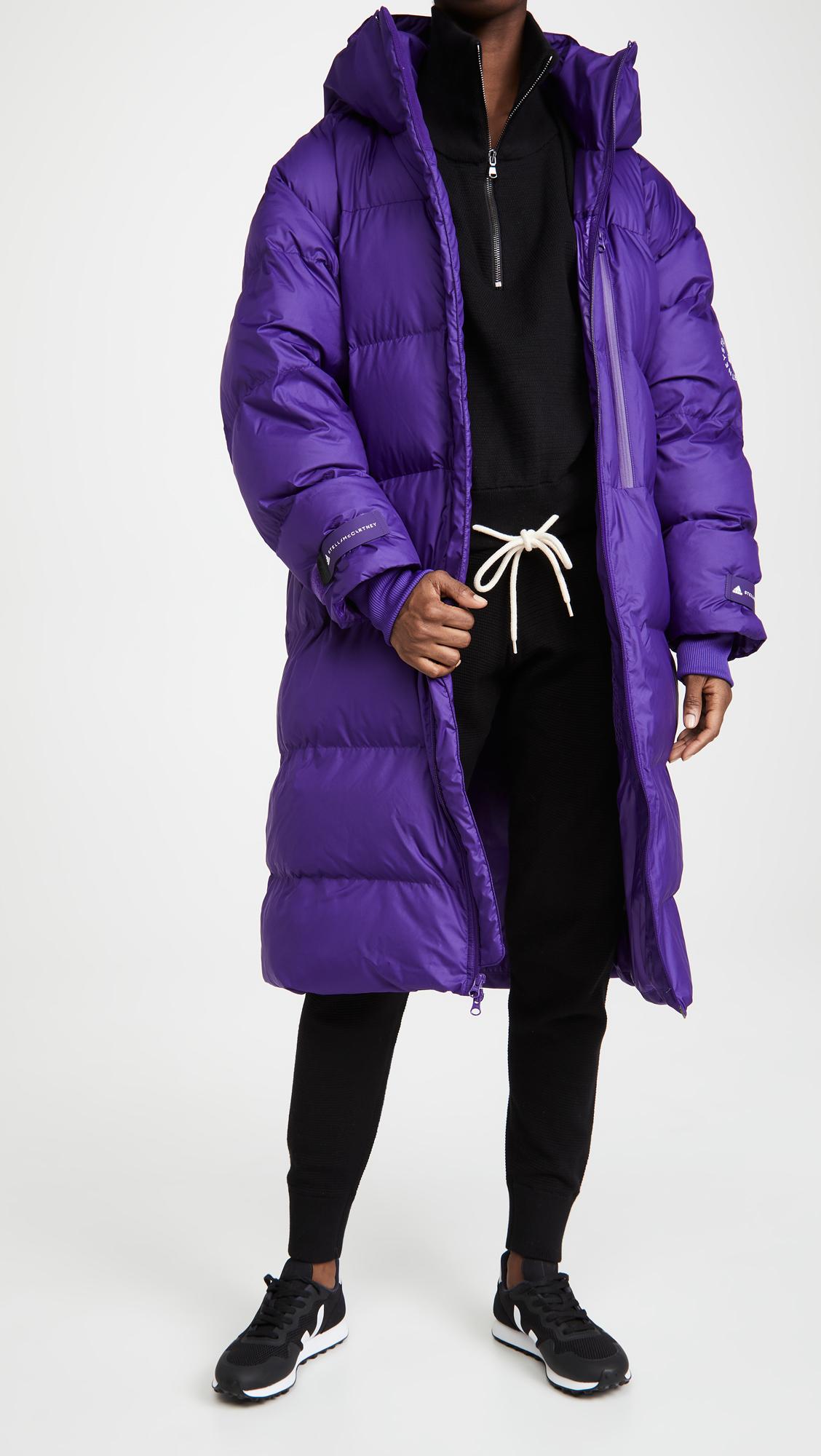 adidas By Stella McCartney Long Puffer Jacket in Purple | Lyst