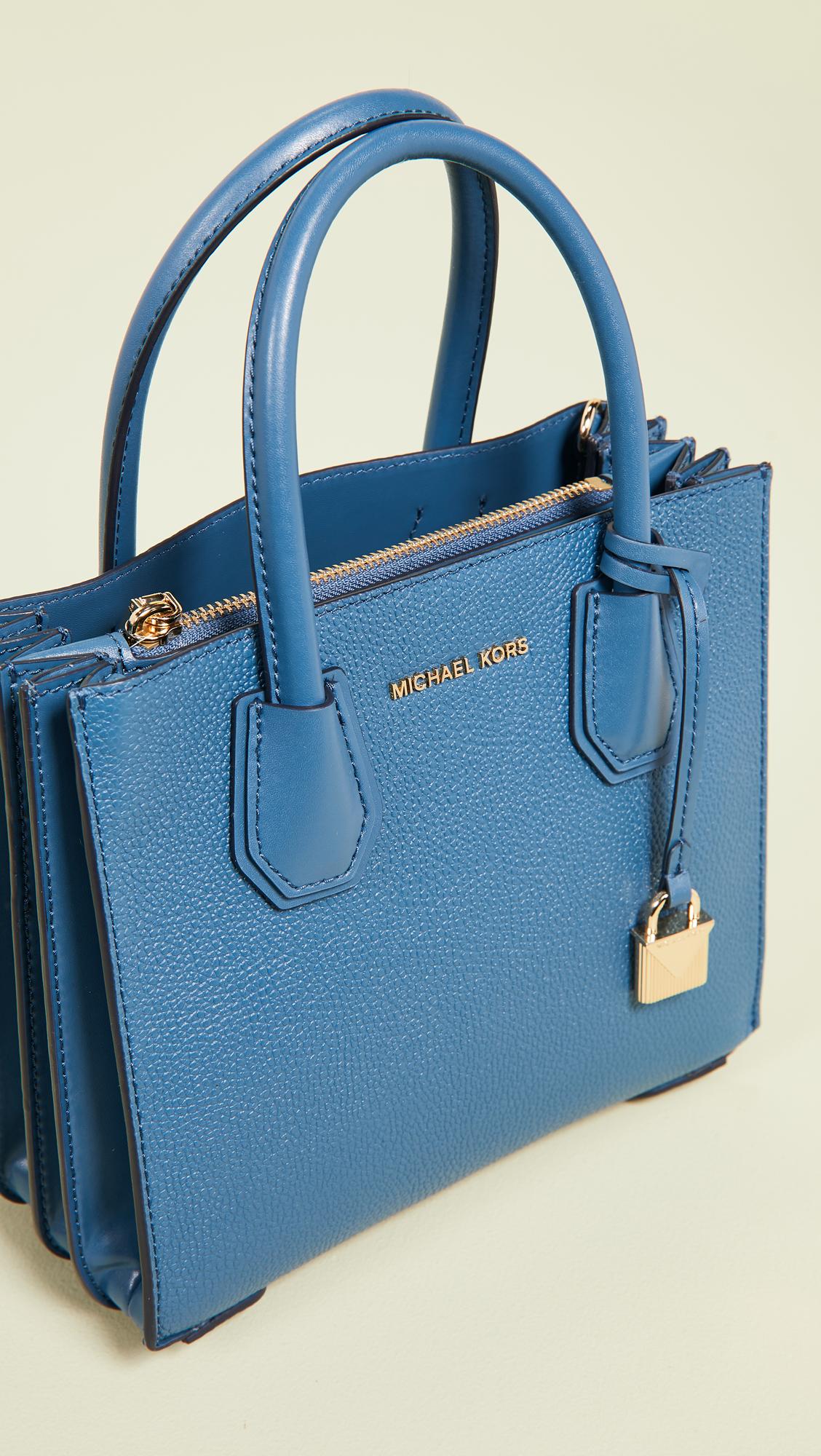 MICHAEL KORS #40188 Mercer Medium Blue Leather Duffle Bag with