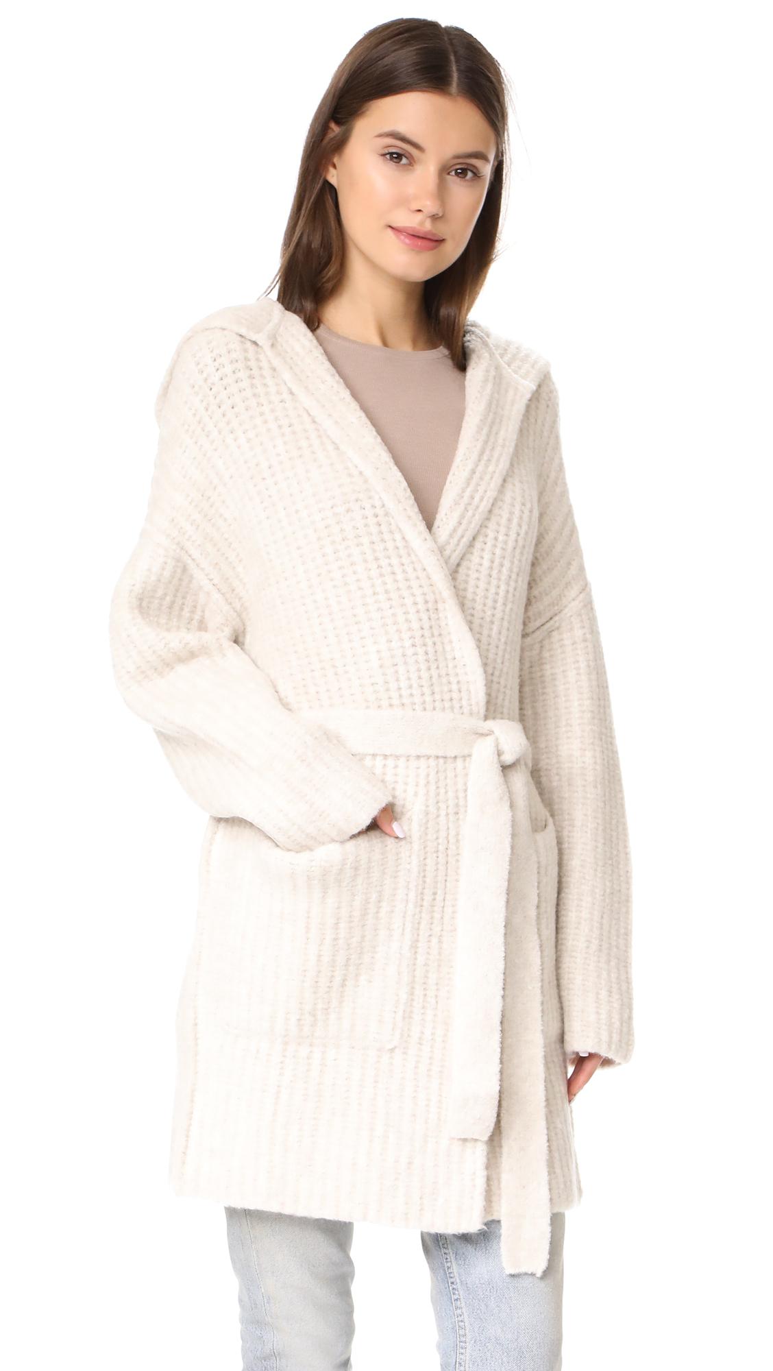Lyst Atm Hooded Sweater Coat in White