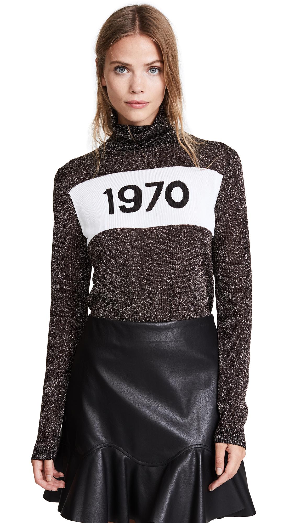 Bella Freud Synthetic 1970 Polo Sparkle Sweater in Black/Silver (Black ...