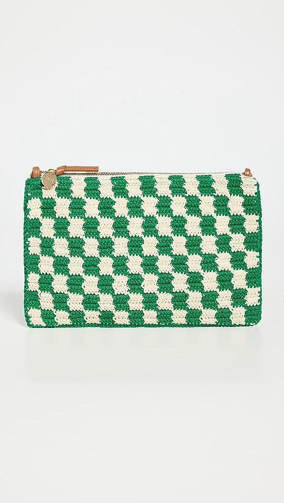 Clare V. Foldover Clutch with Tabs Black Woven Checker