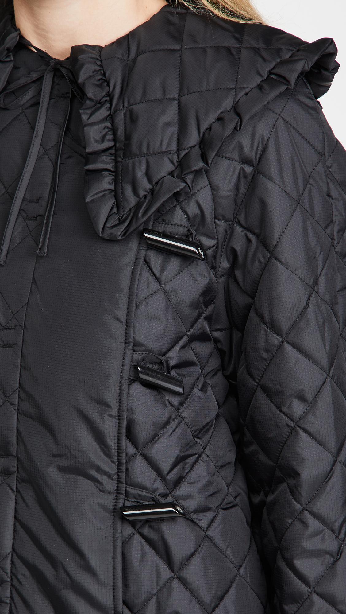 Ganni Recycled Ripstop Quilt Coat in Black | Lyst
