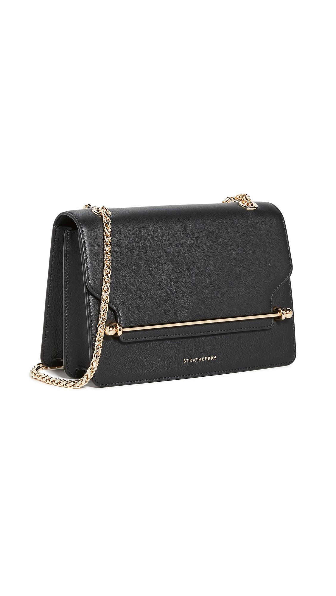 Strathberry East/West Black Leather Crossbody Bag