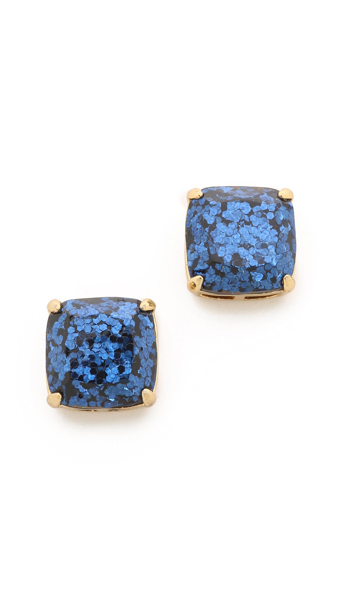 Kate Spade Small Square Stud Earrings - Navy Glitter in Blue | Lyst