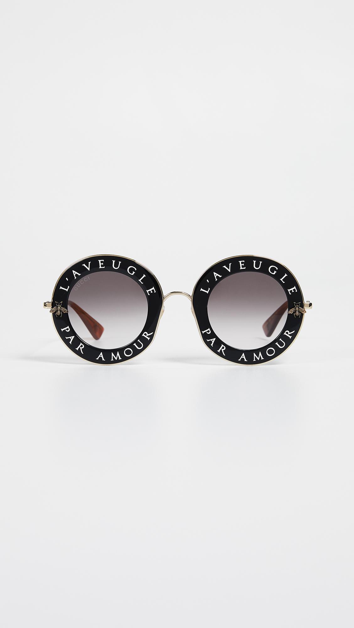 Gucci L'aveugle Par Amour Round Sunglasses | Lyst