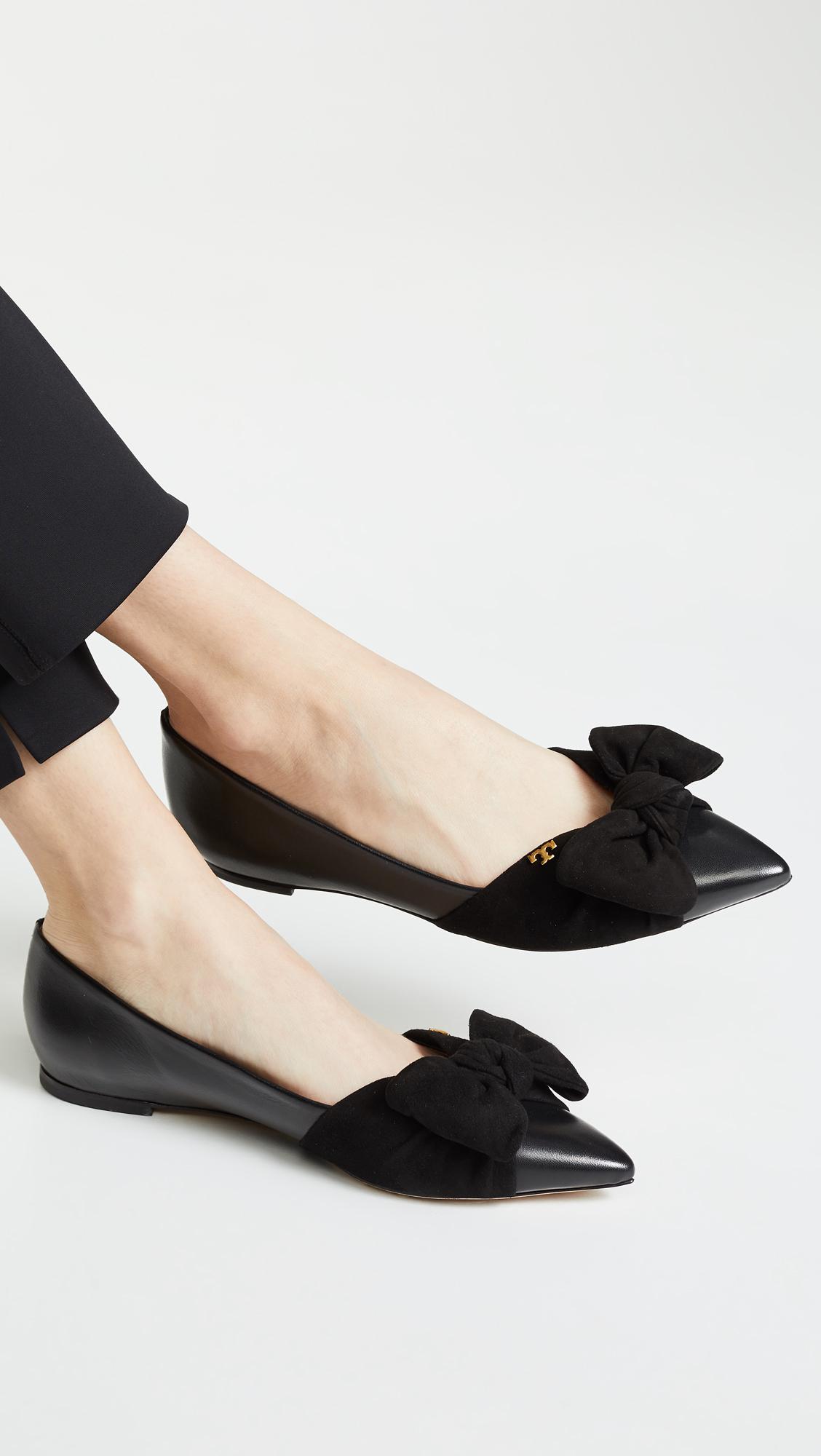 Tory Burch Leather Eleanor Flats in Black - Lyst