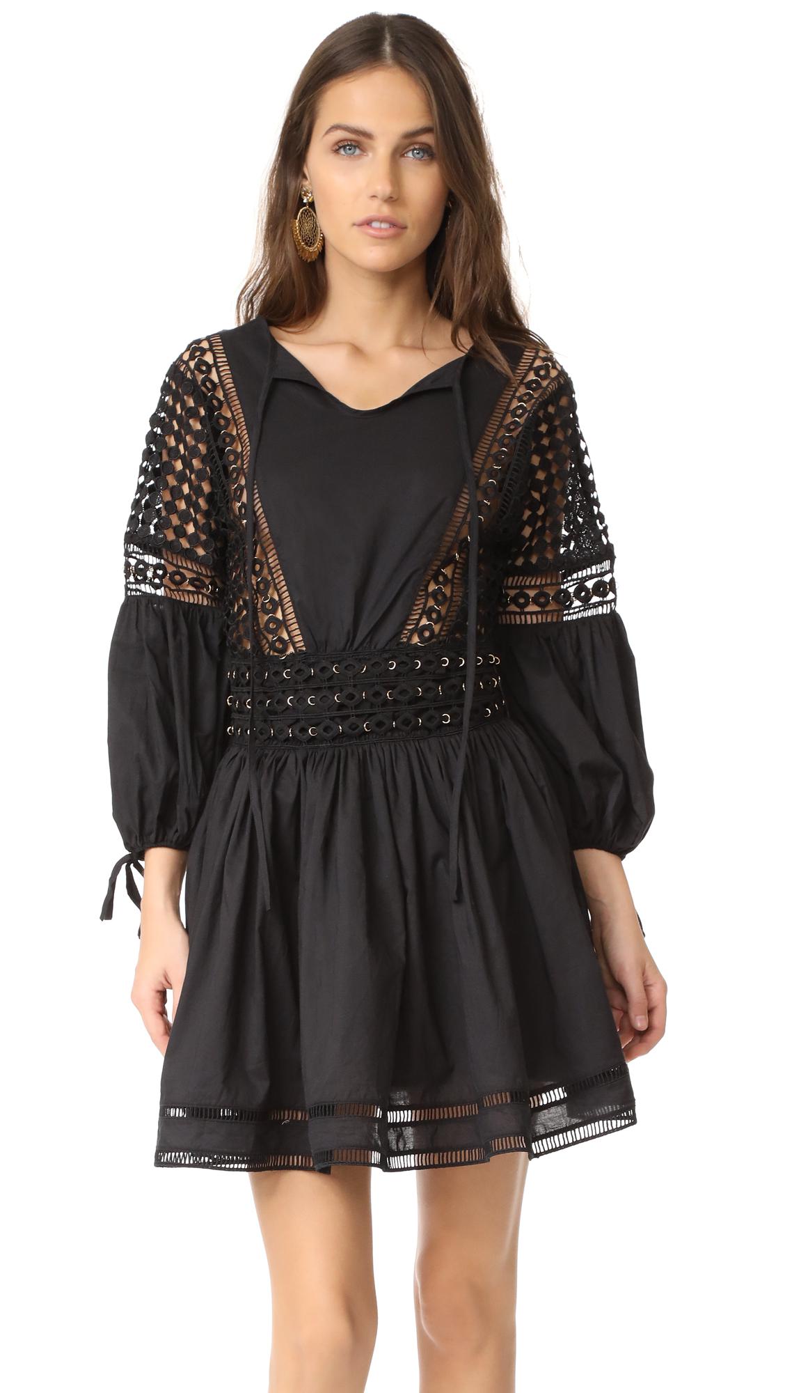 Endless Rose Lace Flared Dress With Metal Trim in Black - Lyst