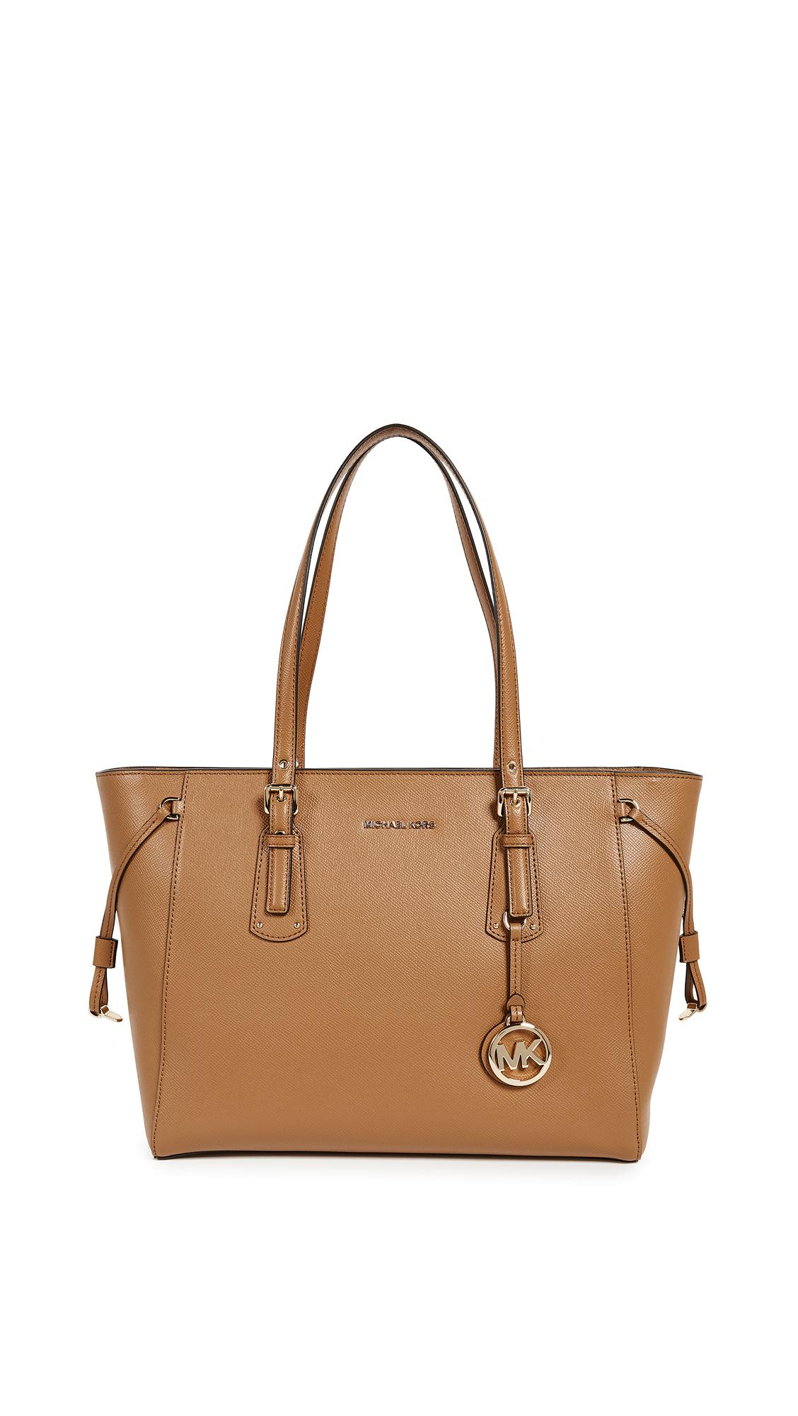 MICHAEL Michael Kors Leather Voyager Tote in Brown Lyst