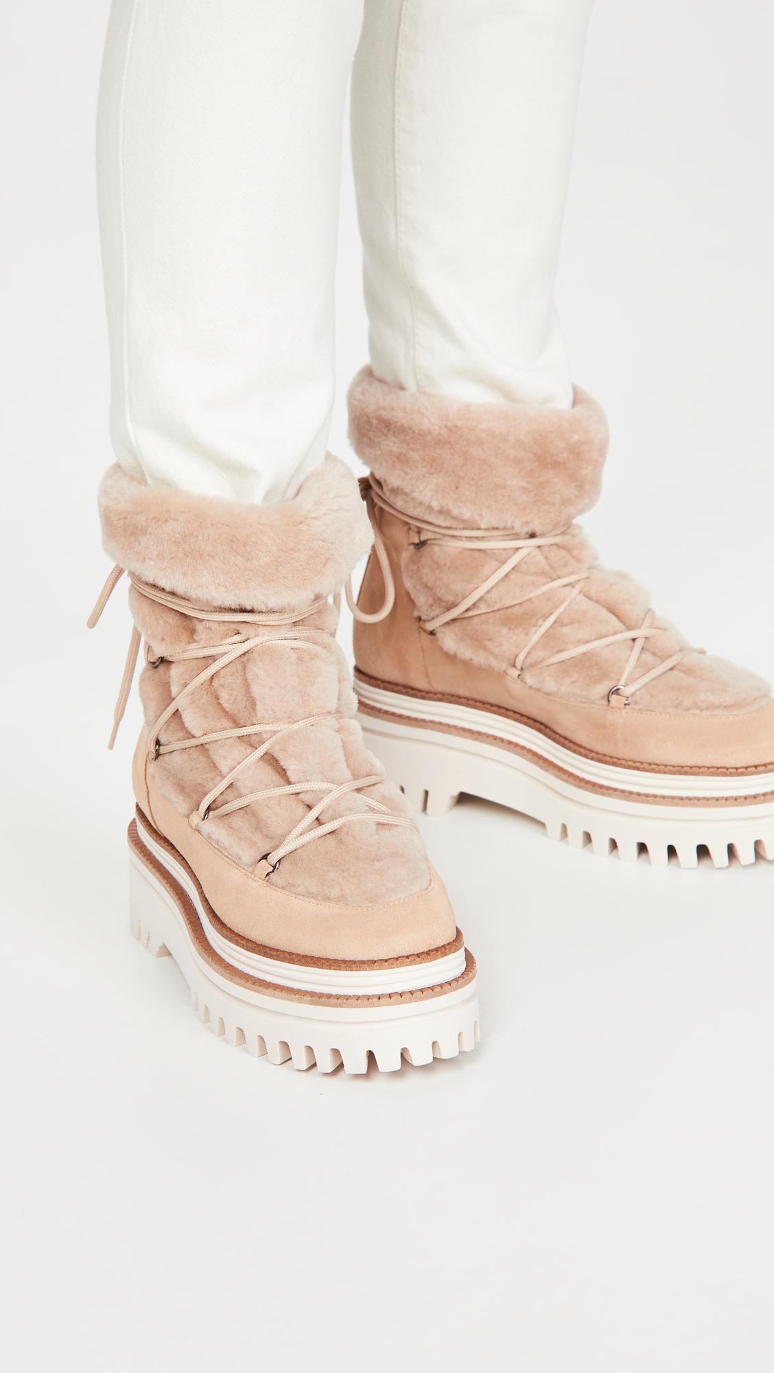 Paloma Barceló Leather Nazare Shearling Boots in Natural | Lyst