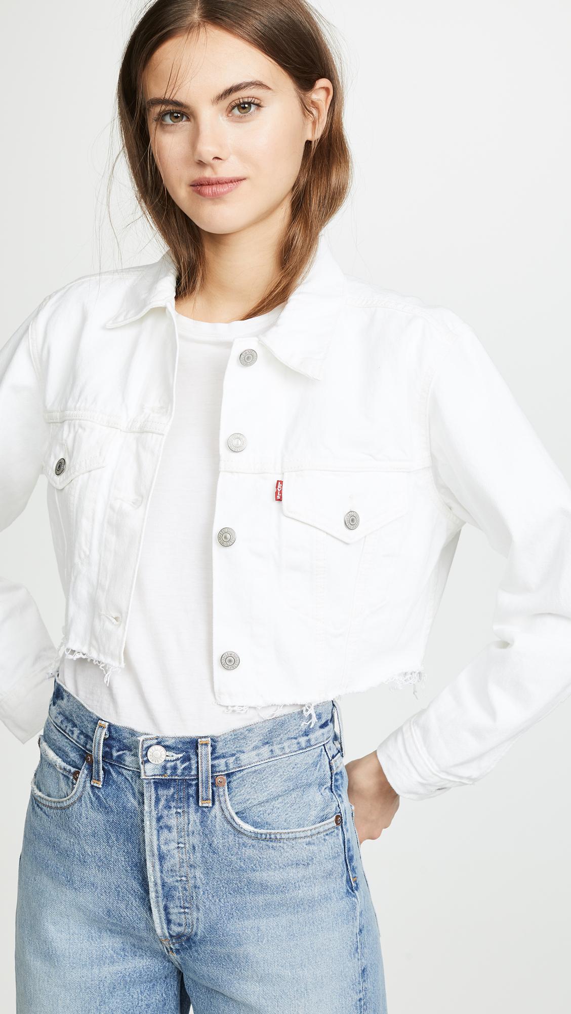 Levi's Cropped Trucker Jacket in White | Lyst Canada
