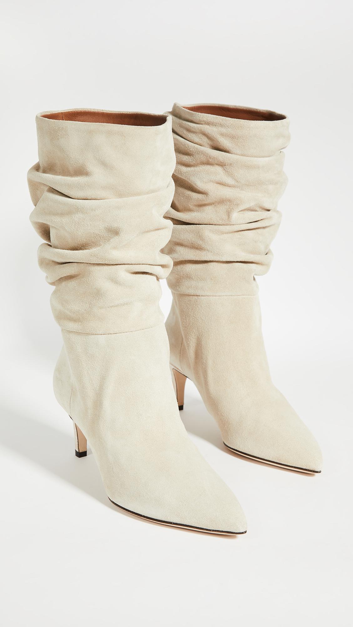 Paris Texas Leather Velour Slouchy Boots in Natural - Lyst