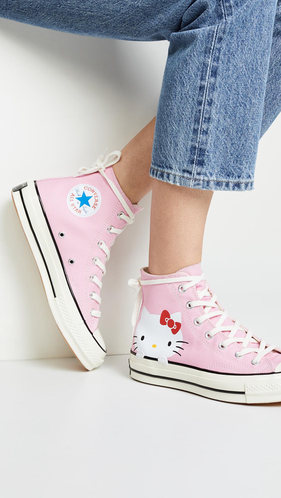 Converse Canvas Hello Kitty High Top Sneakers in Pink | Lyst