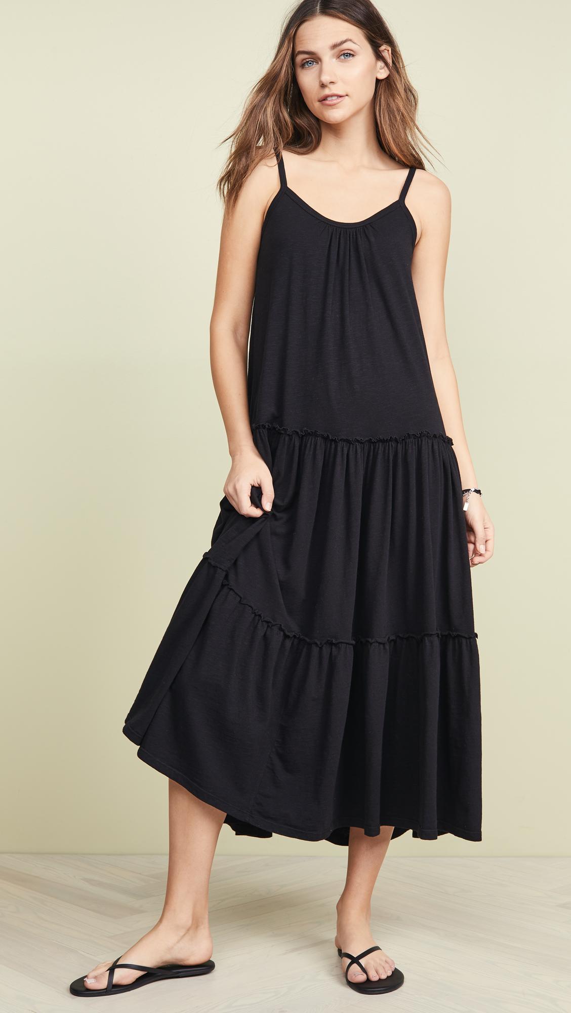 Sundry Cotton Tiered Maxi Dress in Black - Lyst