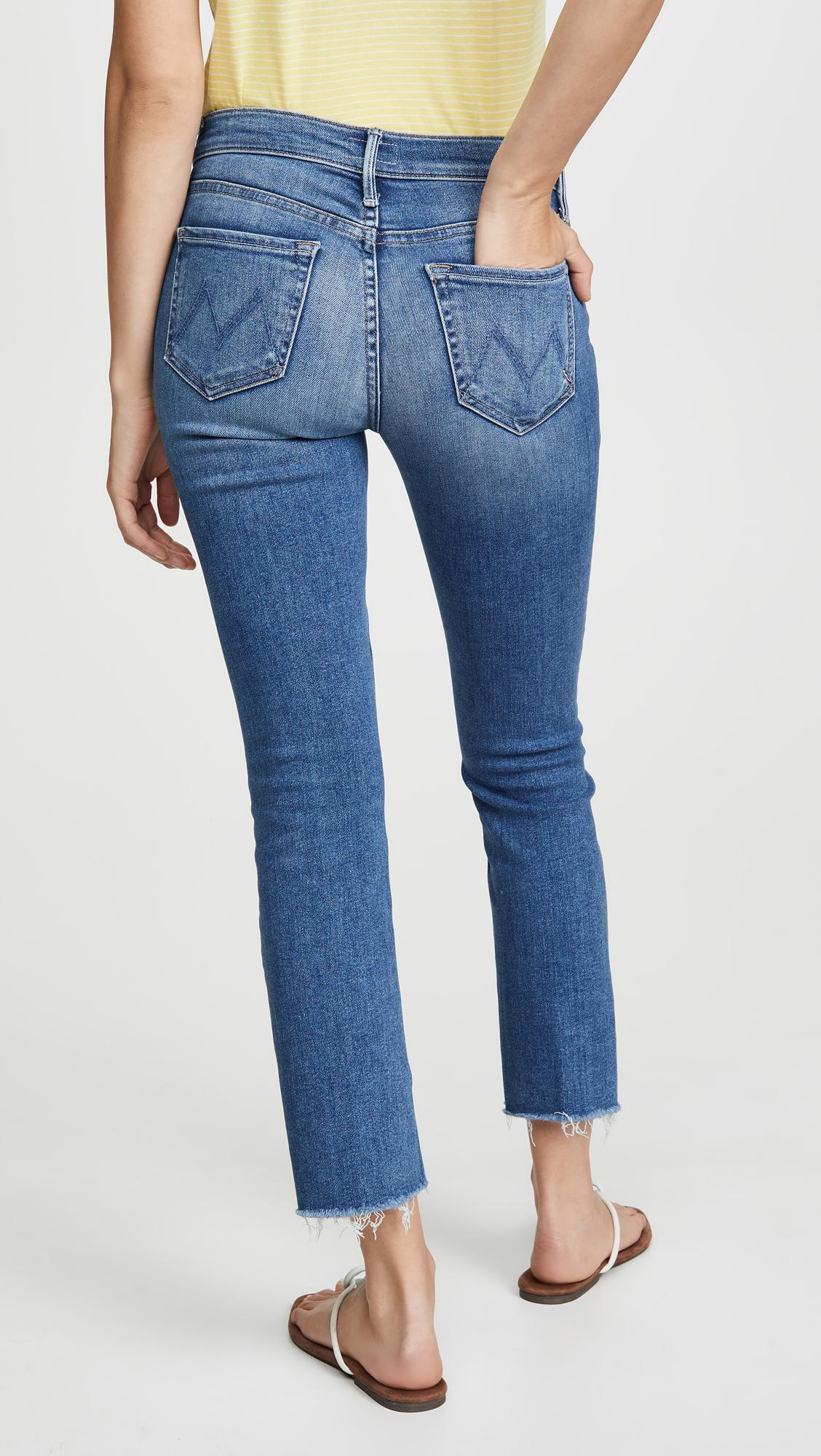Mother Denim The Rascal Crop Fray Jeans in Blue - Lyst