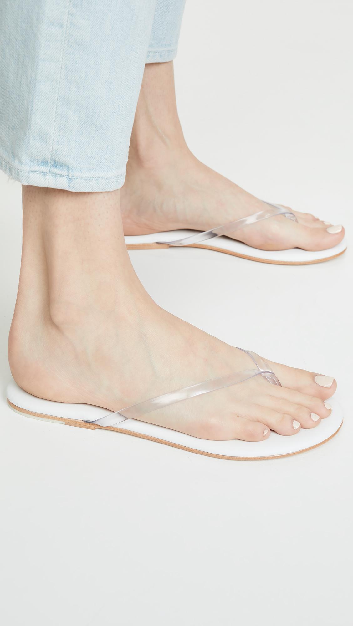 TKEES Leather Lily Clear Flip Flops in White - Lyst