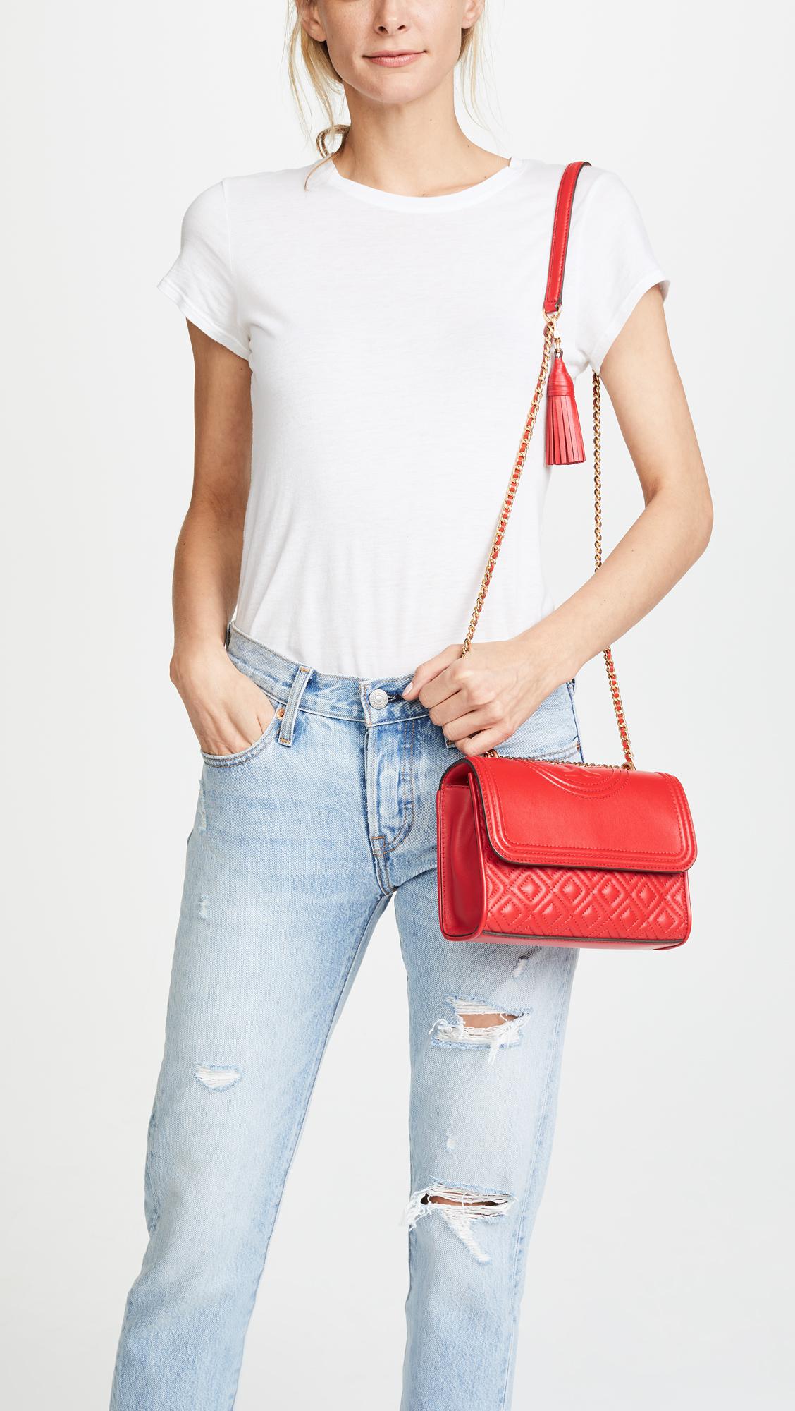 Red TORY BURCH FLEMING SOFT SMALL CONVERTIBLE SHOULDER BAG (152976600)