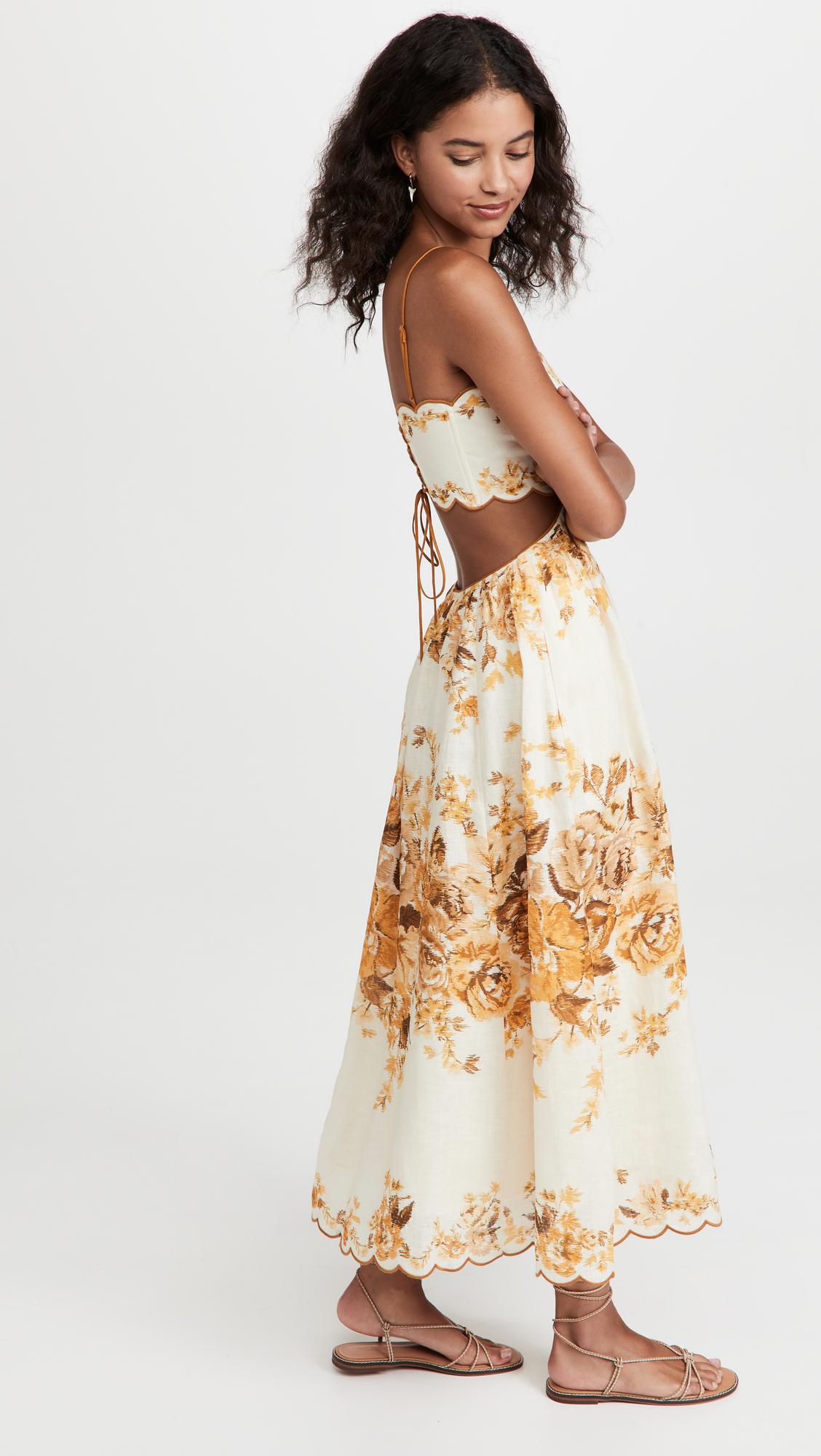 knee length dresses for ladies Zimmermann Aliane Ruffle Midi Dress Size 1 – LuxryEdition main image 0