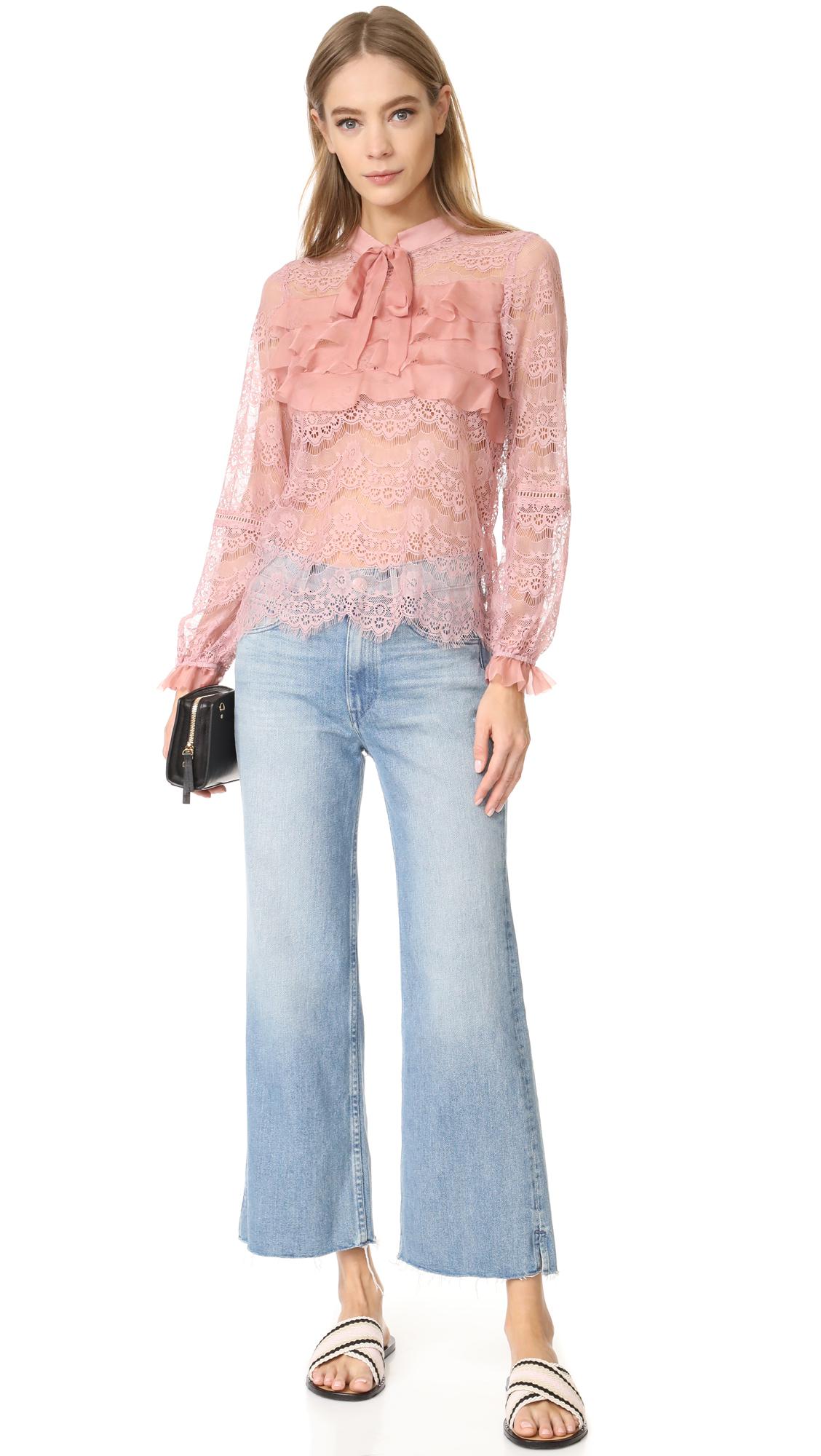 Glamorous Ruffle Lace Blouse in Dusty Pink (Pink) - Lyst