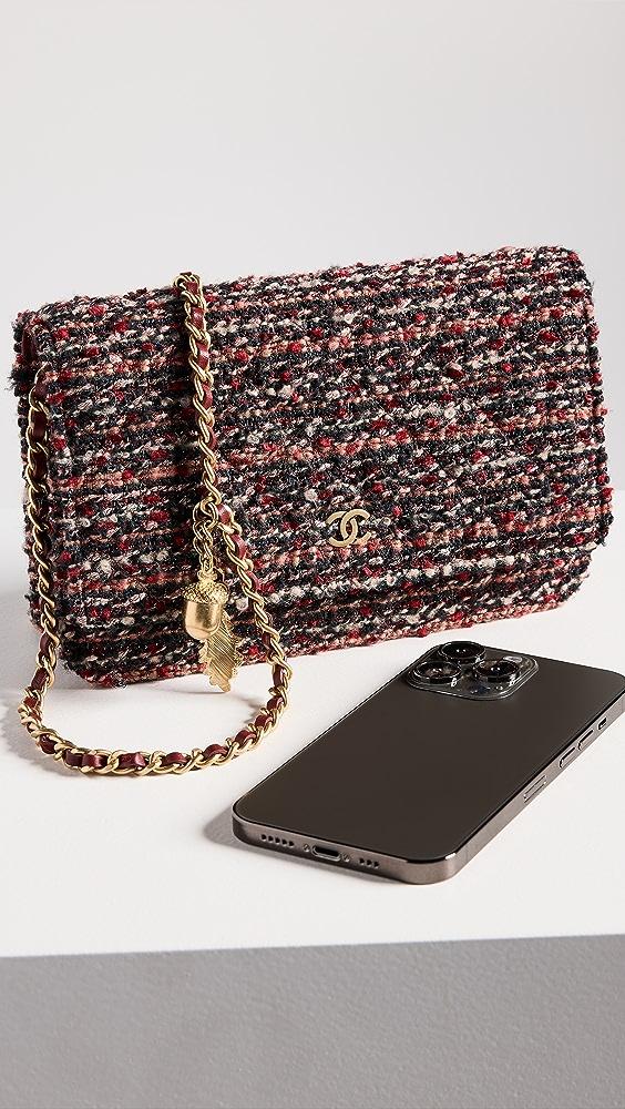 What Goes Around Comes Around Chanel Burgundy Tweed Wallet On