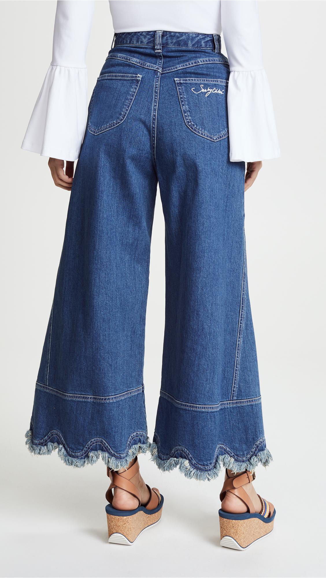 See By Chloé Scallop Jeans in Blue | Lyst