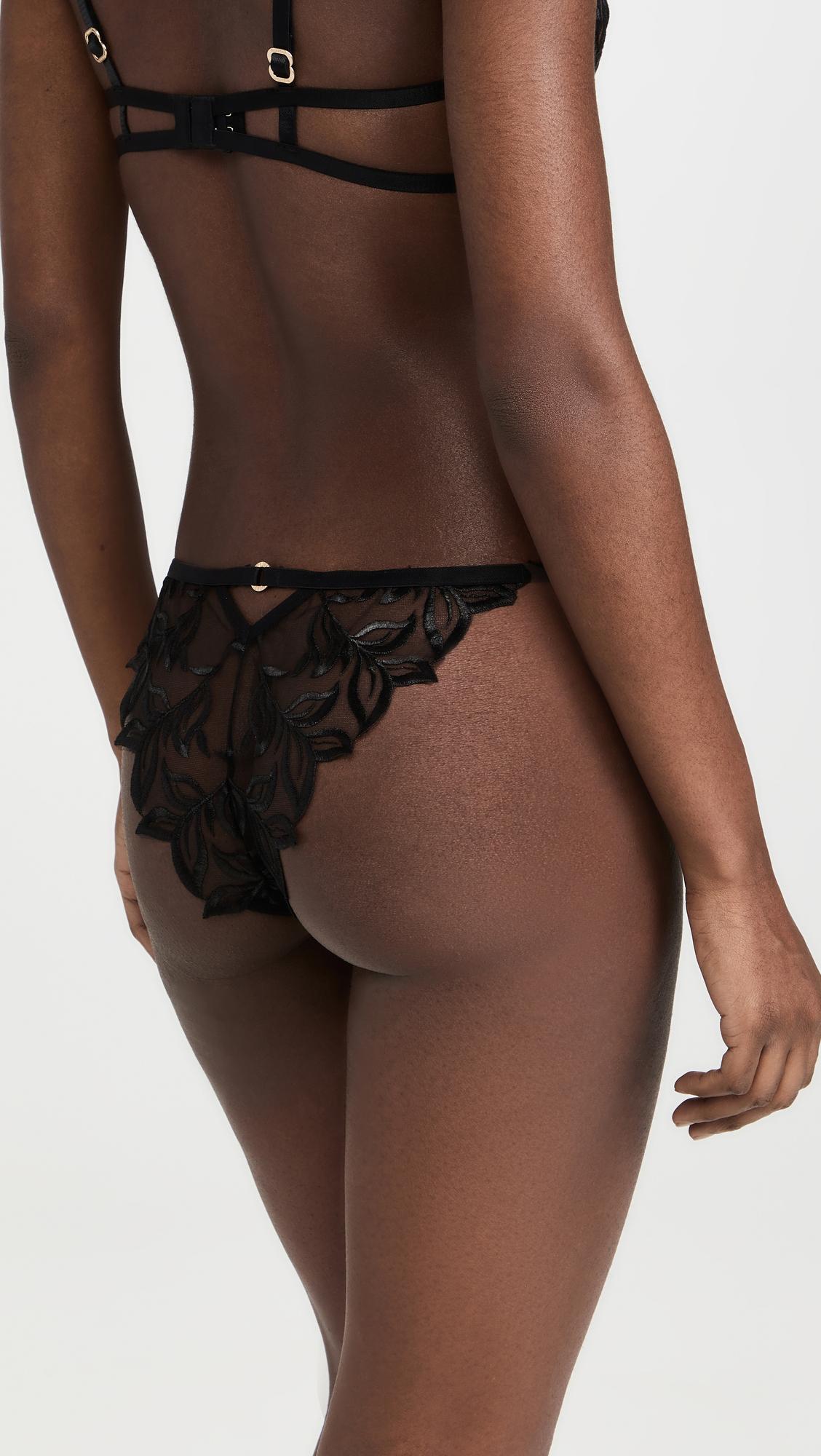 Bluebella Irena delicate lace tanga side brief in black