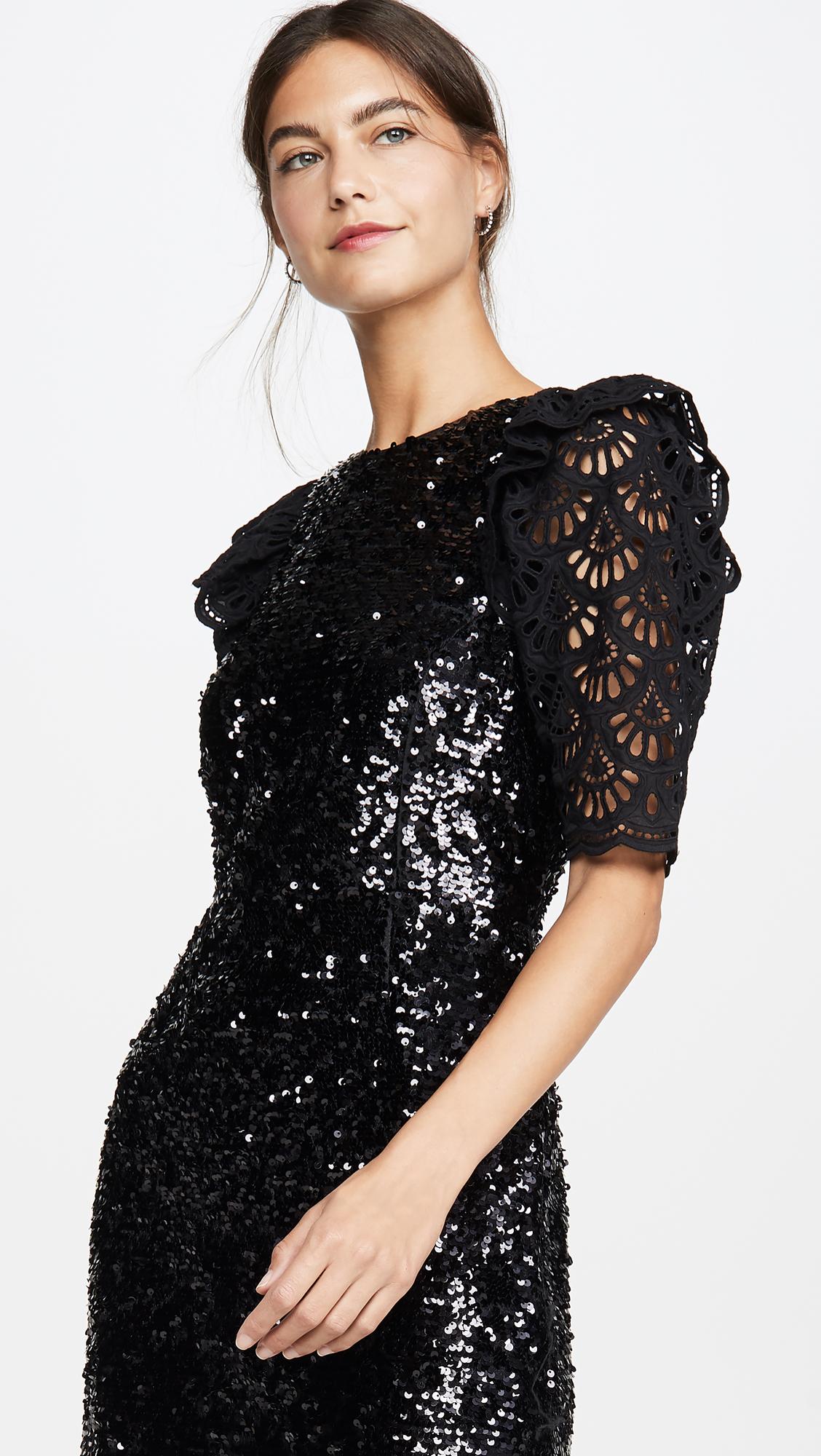 black sequin short sleeve dress